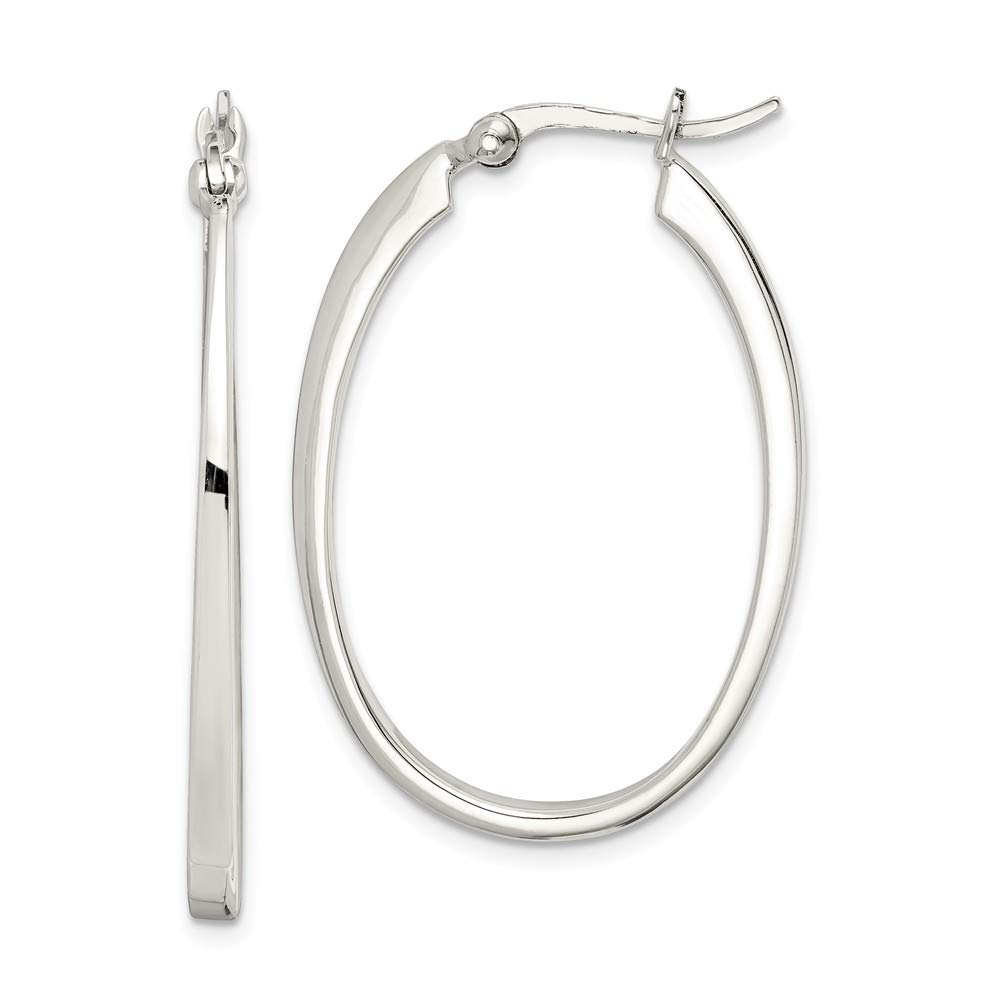 Sterling Silver Flat Square Tube Oval Hoop Earrings for Women - Trendy Minimalist Dangle Earrings for Everyday Wear, Office & Date Night