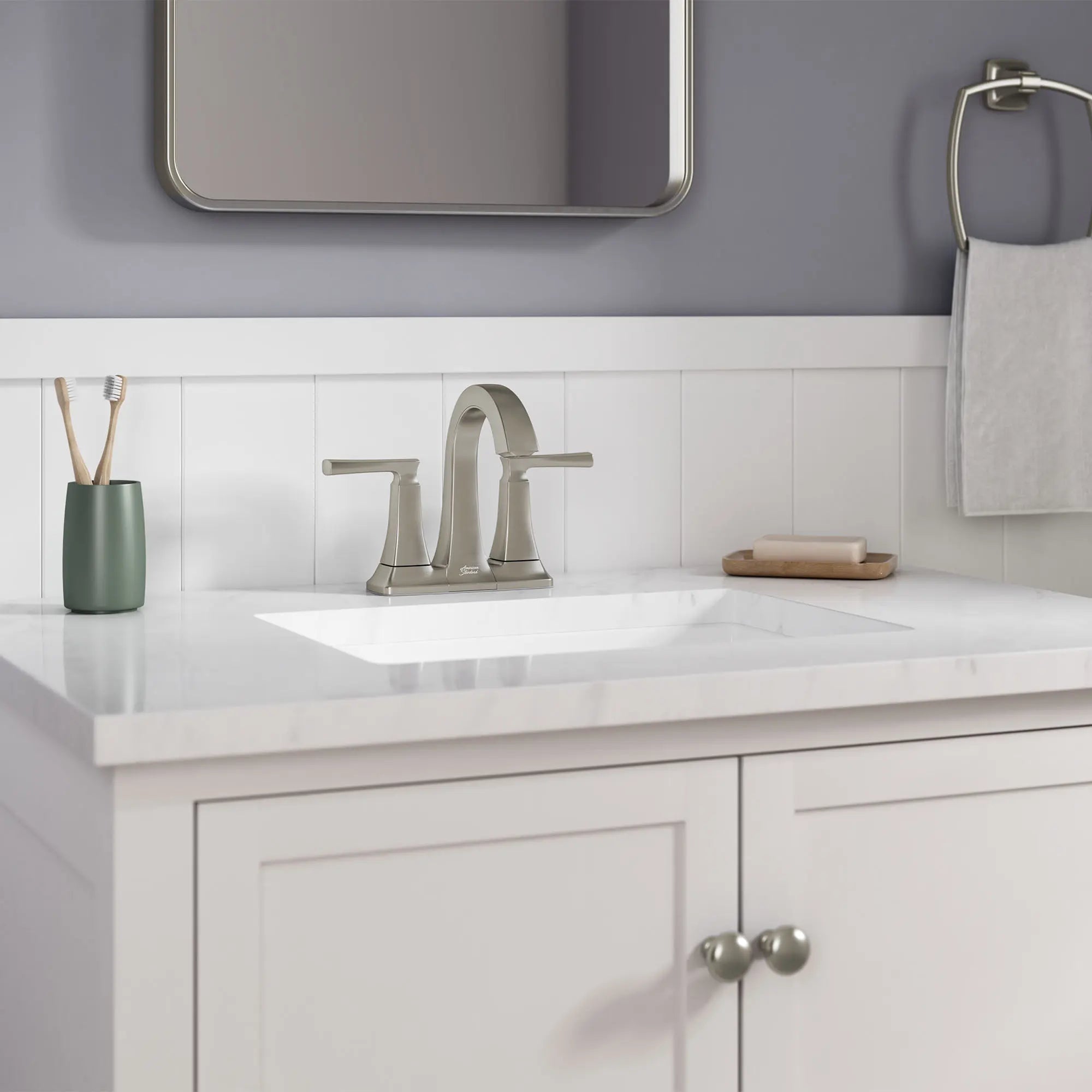 Belmeade 4 Inch Centerset Bathroom Faucet with Two Handles - Modern Water-Saving Design for Bathroom Sink, Vanity, and Powder Room Installation