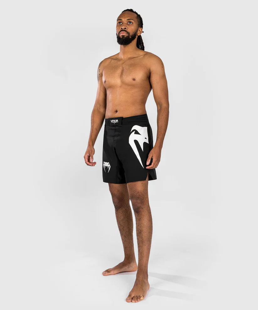 VENUM MMA Shorts 5.0 - Lightweight Fight Shorts for Men, Black/White - Perfect for MMA Training, BJJ & Combat Sports