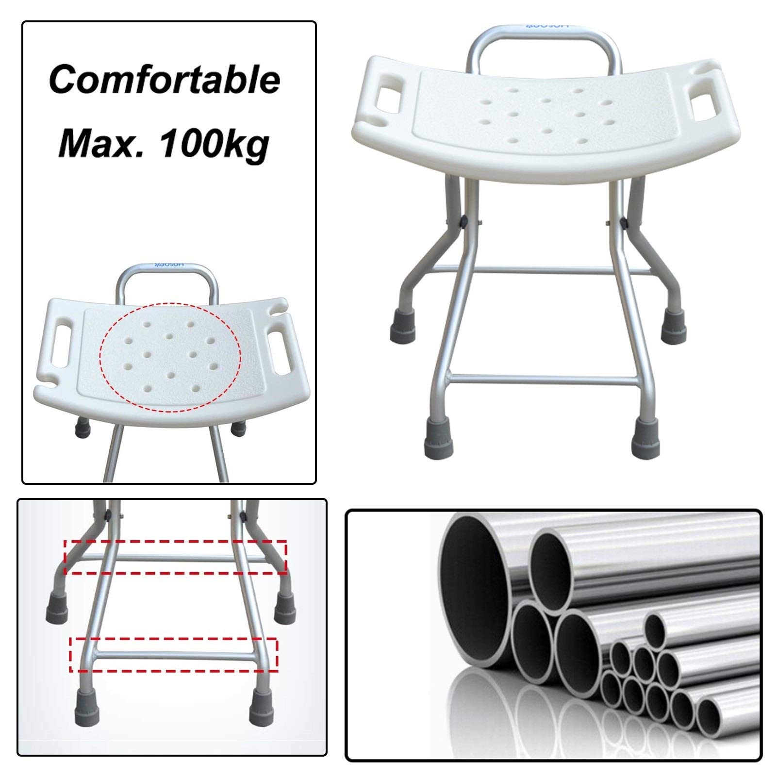 Premium Folding Shower Chair for Elderly & Disabled Adults - Lightweight, Compact Bath Seat with Transfer Bench - Ideal for Safe Bathing & Mobility Assistance in Home & Hospital Use - White