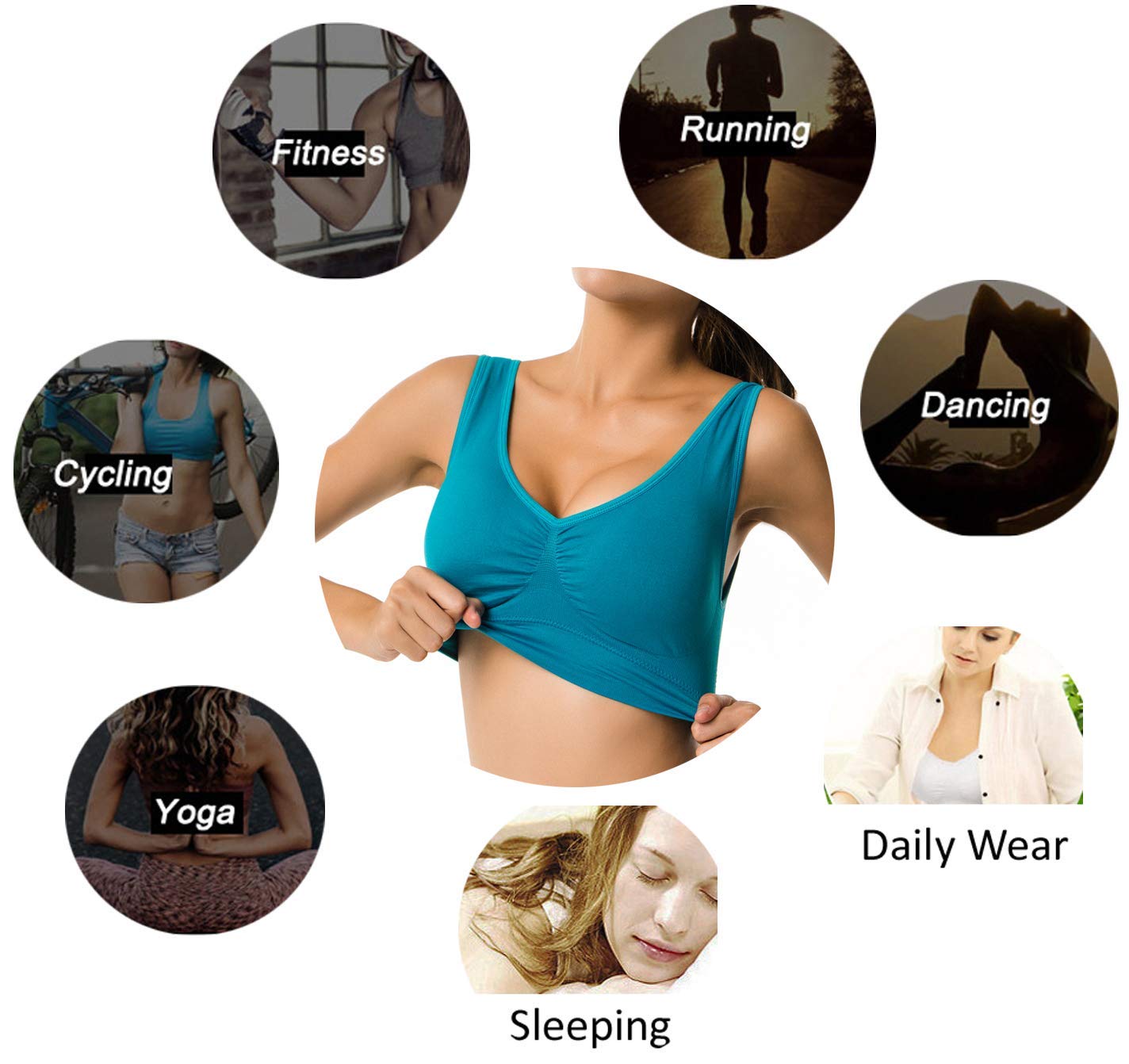 Seamless Sports Bras for Women - Yoga, Running & Workout with Removable Pads - Comfortable Low Impact Fitness Wear