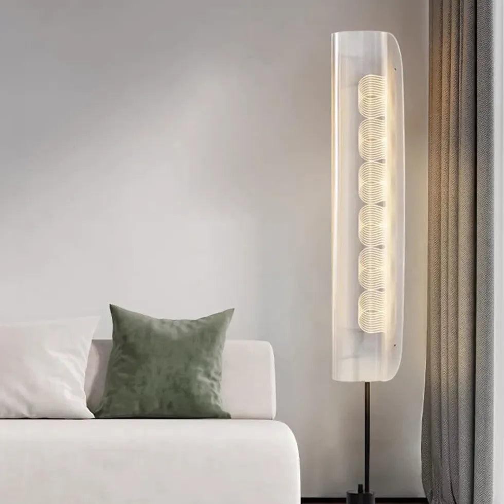 Modern Transparent Cylindrical Minimalist Tall Floor Lamp - Sleek Home & Office Lighting for Living Room, Bedroom or Study Decor