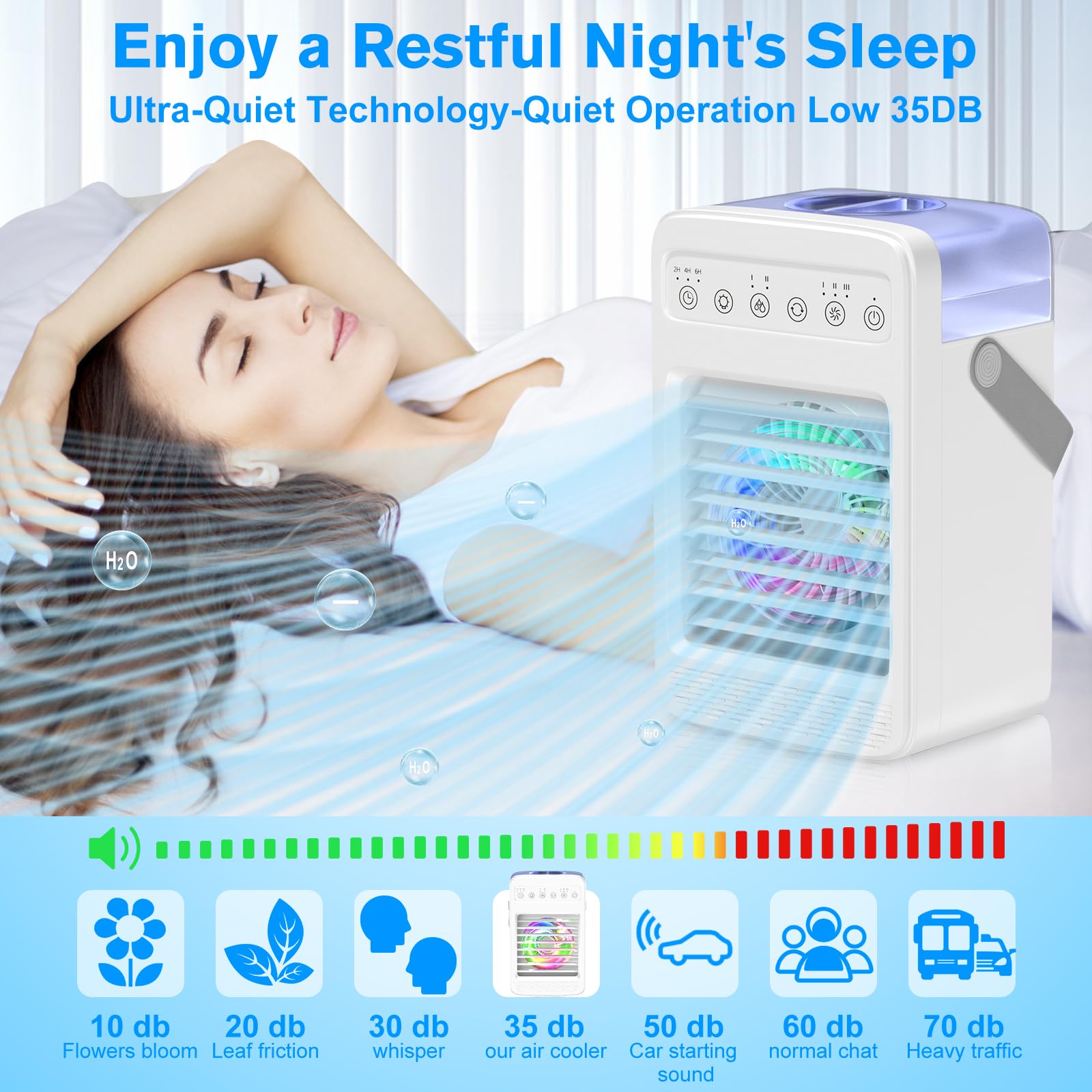 Portable Air Conditioner for Small Room - Mini AC with Timer, 4 Speeds & 2 Cool Mist Modes, Oscillating Personal Air Cooler - Perfect for Bedroom, Office, Dorm & Home Use