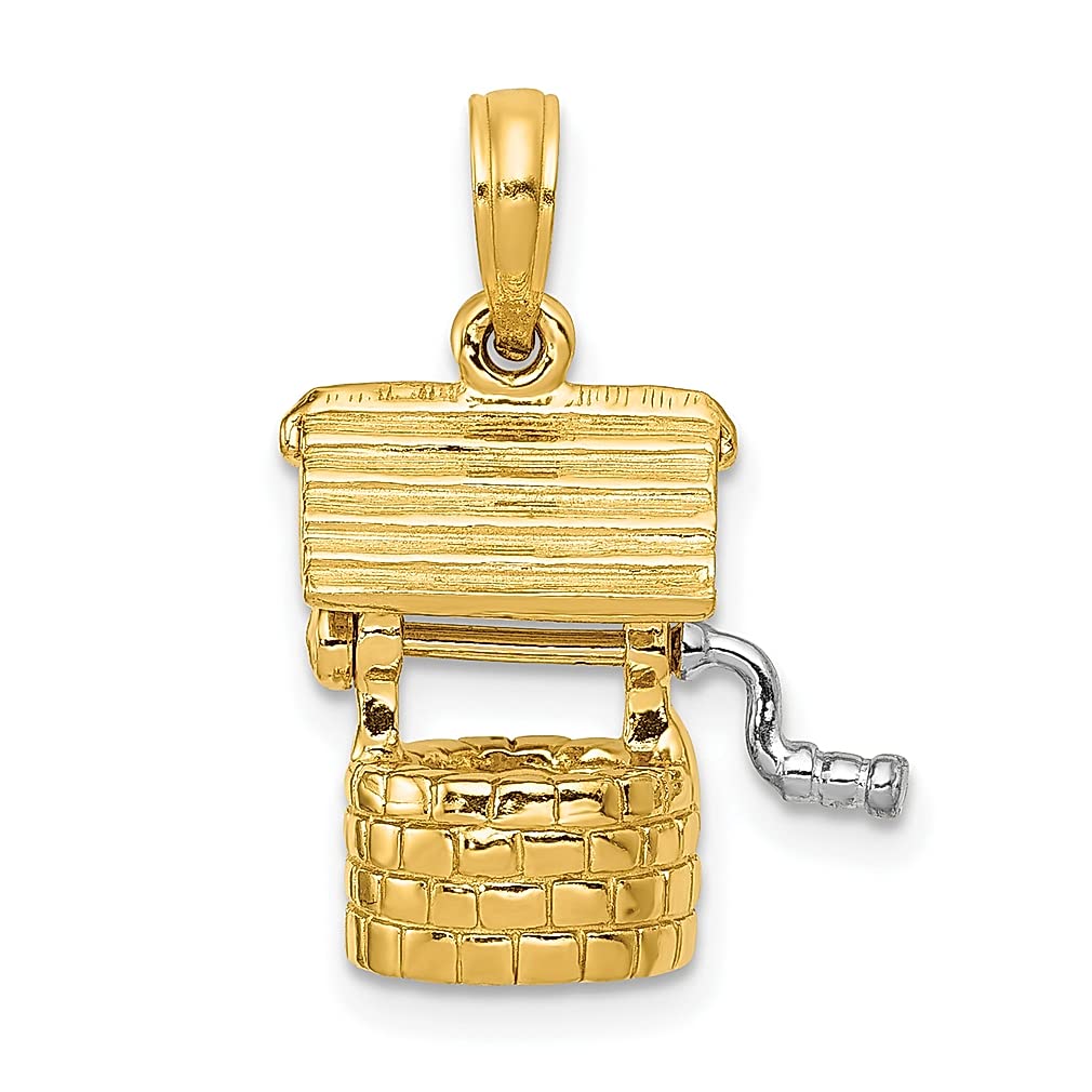 14K Yellow Gold 3D Moveable Wishing Well Charm Necklace - Elegant Pendant Jewelry for Women, Perfect Gift for Her - Ideal for Anniversaries, Birthdays and Special Occasions