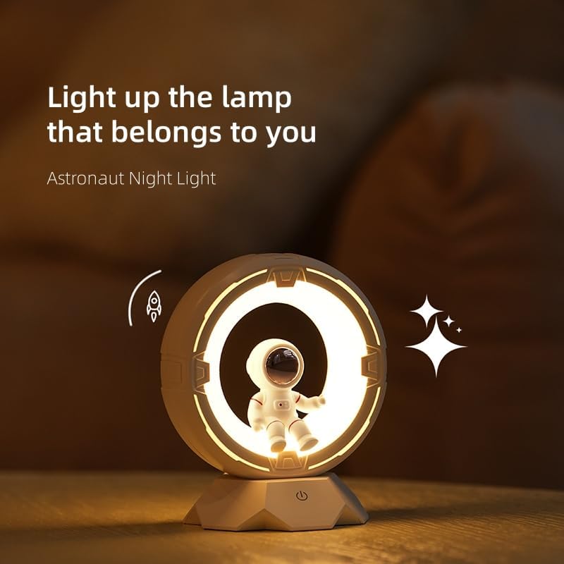 Rechargeable Astronaut Space Night Light for Kids - 9-Level Dimmable Warm & Cool LED Nightlight, Touch Control for Nursery, Bedroom, Living Room & Desk | Perfect for Bedtime, Reading & Night Feedings