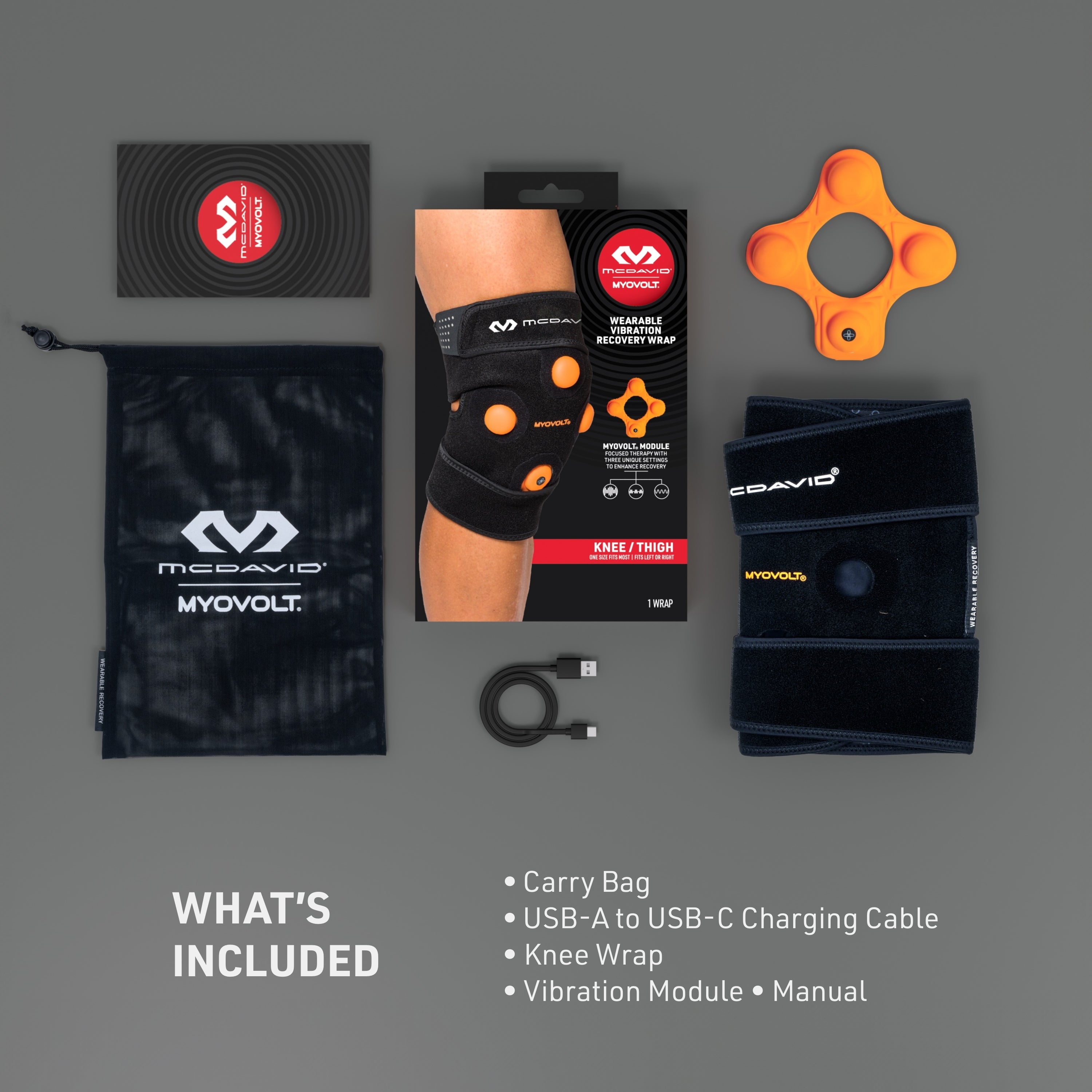 MYOVOLT® Wearable Vibration Recovery Knee & Leg Wrap - Pain Relief & Muscle Recovery for Athletes, Runners & Active Lifestyles - Post-Workout, Injury Rehabilitation & Daily Comfort