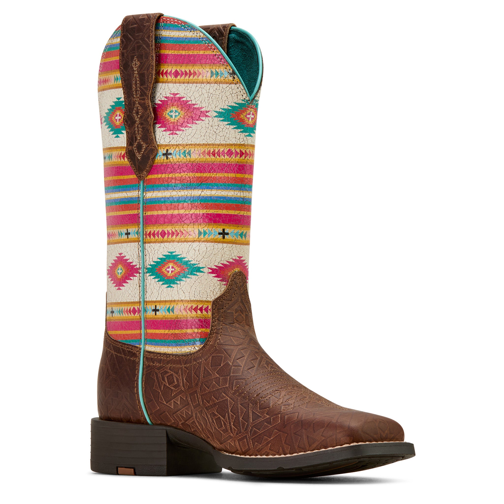 Ariat Women's Southwest Embossed Leather Cowboy Boots - Tan Western Riding Boots for Country Fashion & Rodeo Events