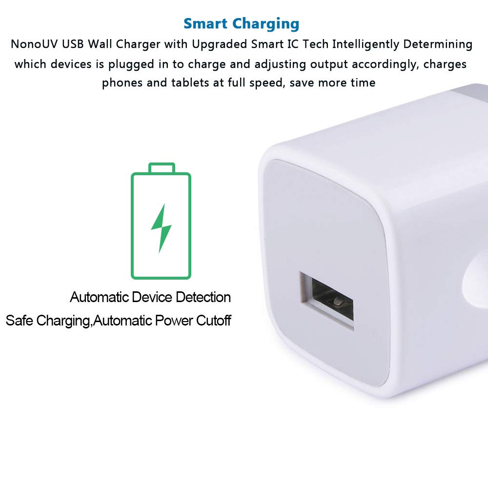 5-Pack USB Wall Charger - 1A/5V Single Port Fast Charging Cube for iPhone 15/14/13/12/11/Pro/Max/SE/X/8/7/6, iPad, Samsung, LG, Kindle & Android Devices | Compact Travel Charger for Home, Office & Car Use
