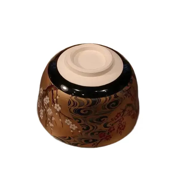 Handmade Gold Plum Blossom Chawan - Unique Japanese Matcha Tea Bowl for Traditional Ceremony & Zen Meditation | Perfect for Tea Lovers & Home Decor