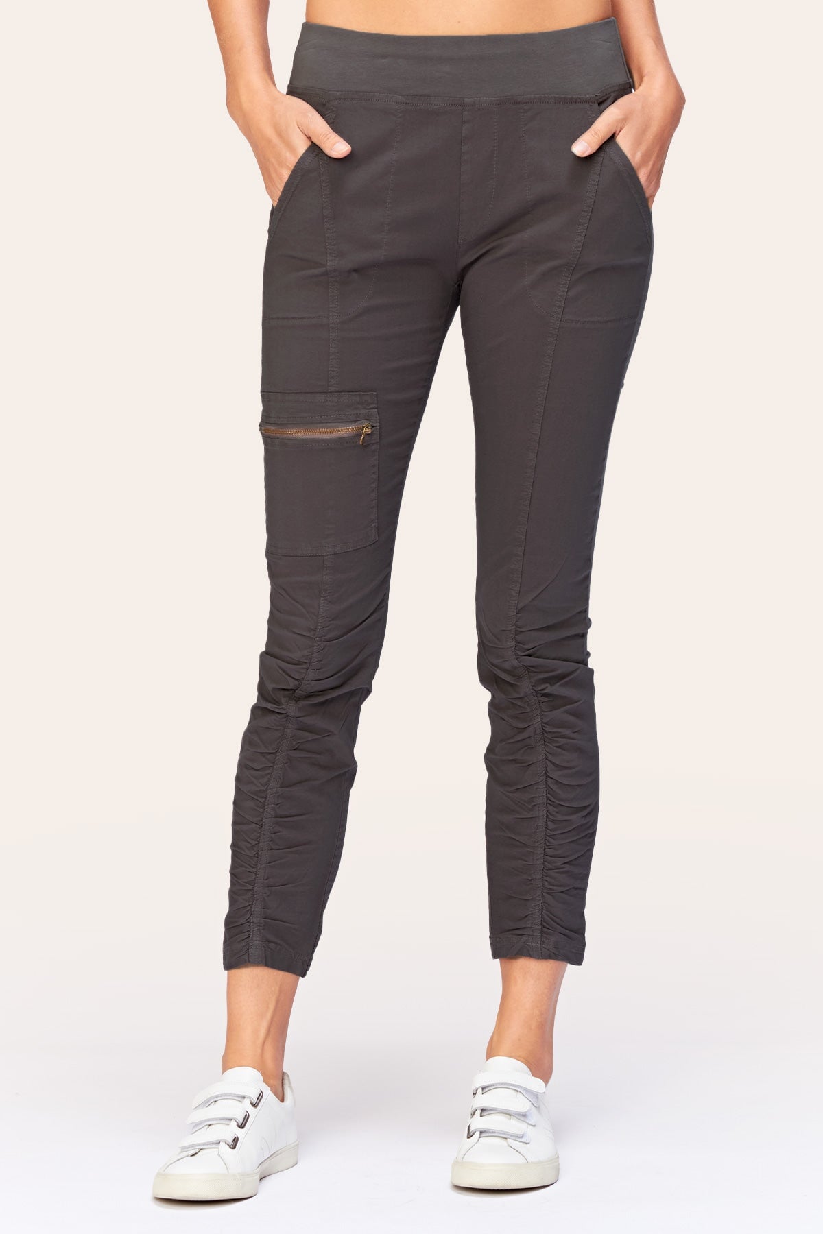 Malanda Women's High Waisted Stretch Charcoal Pants - Comfortable Slim Fit Trousers for Work, Office & Casual Wear