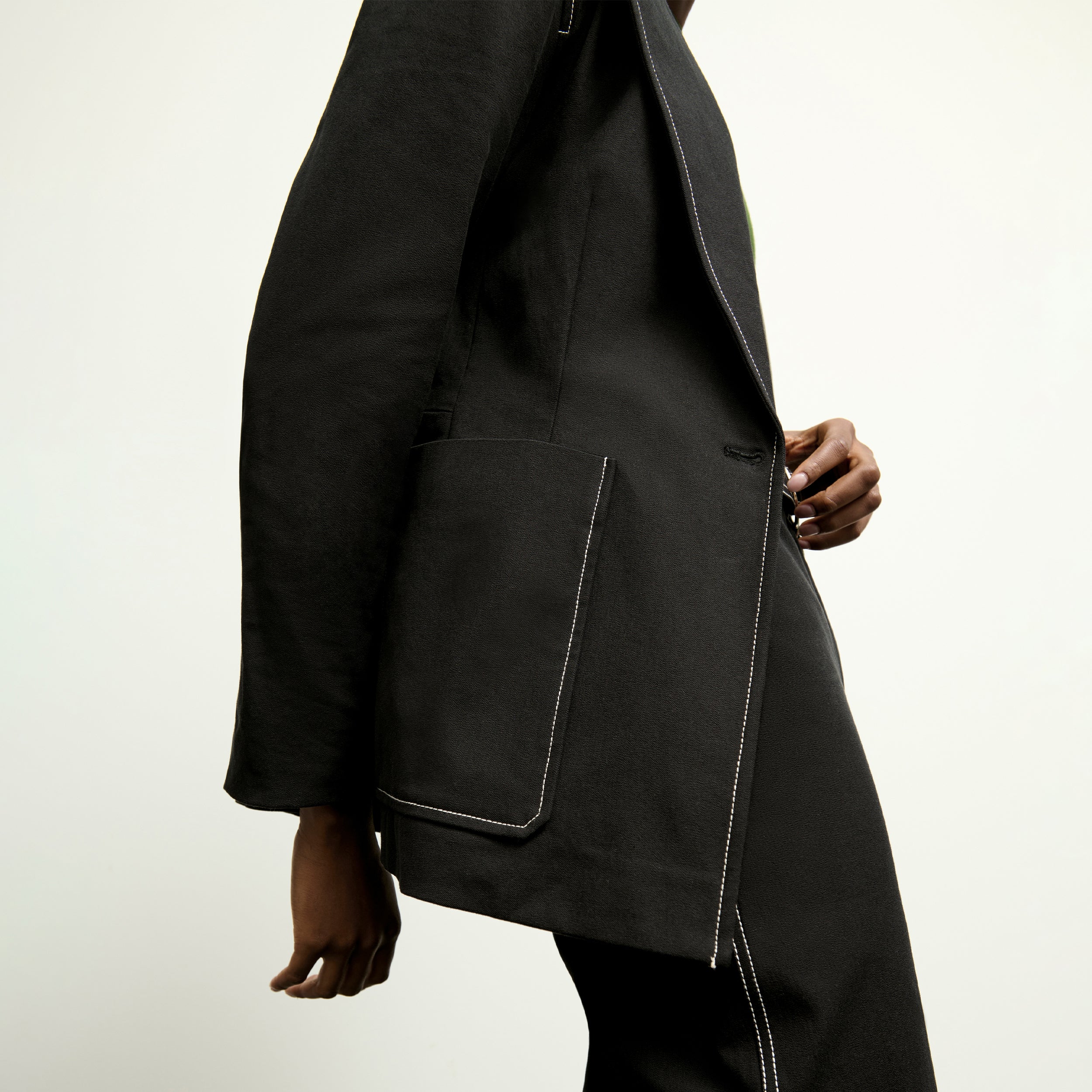 Grenville Jacket - Eco-Friendly Contrast Stitch Denim Alternative in Black | Stylish Outerwear for Casual & Outdoor Activities