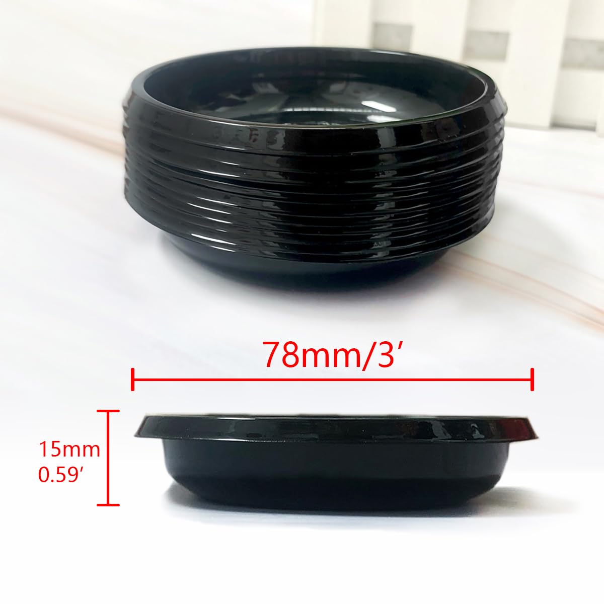 100-Pack Black Plastic Disposable Sauce Dishes - Round Dipping Bowls for Sushi, BBQ, Ketchup, Mustard & Soy Sauce - Perfect for Restaurants, Parties & Takeout Meals