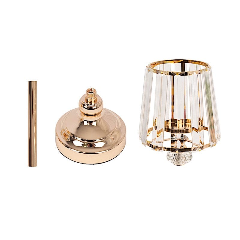 2 Pack Gold Metal Votive Candle Holders with Clear Crystal Glass Lamp Shade - Elegant Home Decor for Wedding, Church, and Table Centerpiece