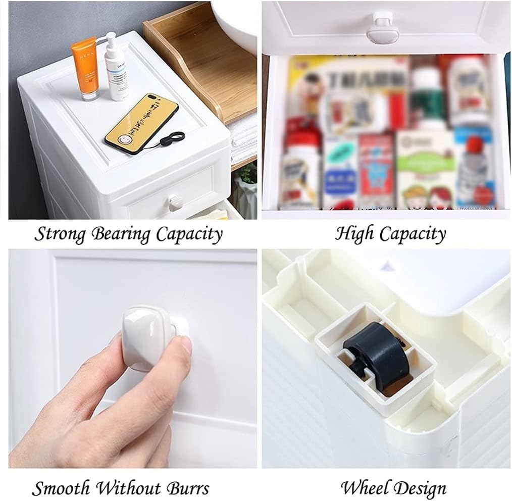 20cm White 3-Tier Storage Cabinet Drawer Organizer for Toys, Gaps & Small Spaces - Perfect for Kids Room, Closet & Office Organization