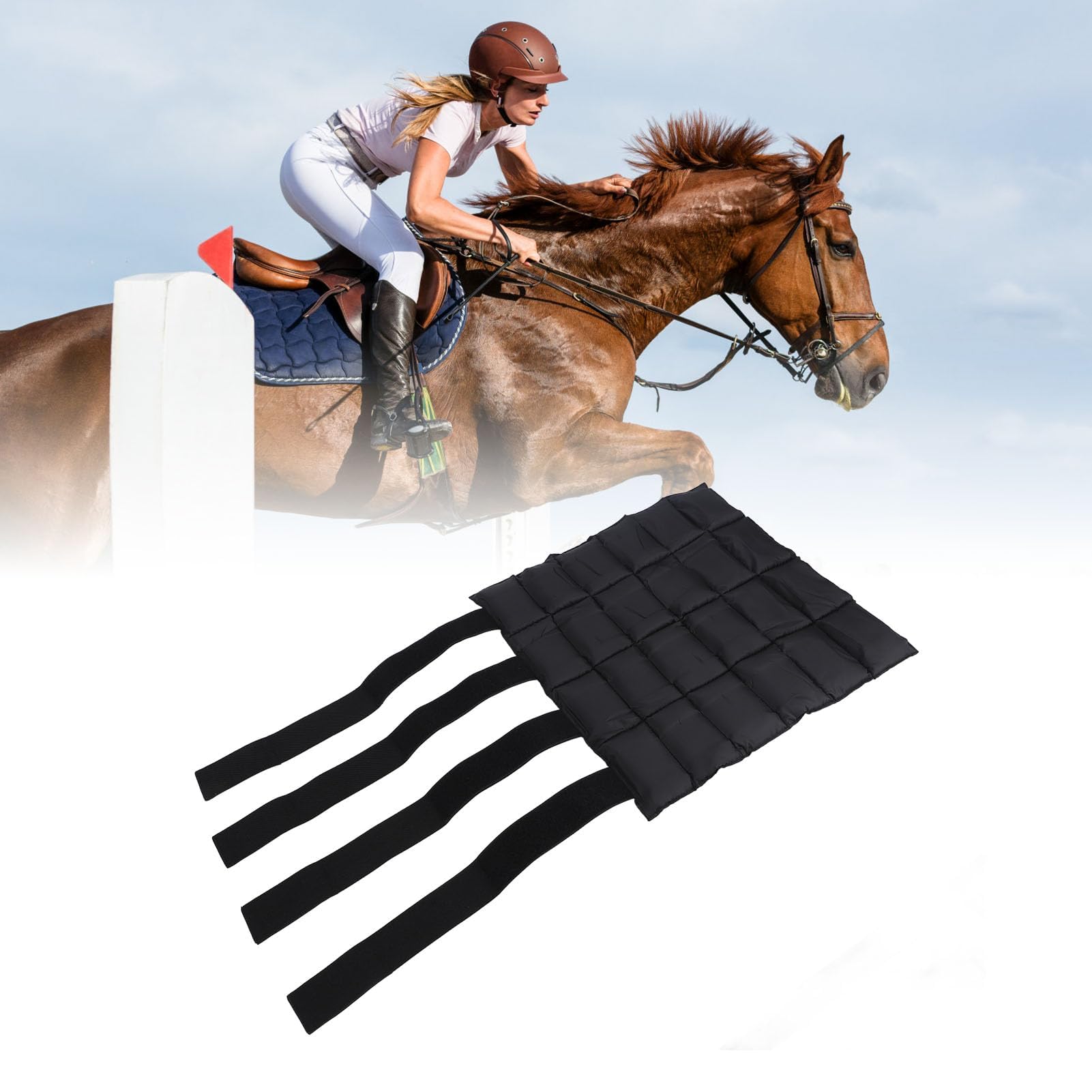 Reusable Horse Ice Pack & Cooling Leg Wrap for Hock, Ankle, Knee - Black | Pain Relief & Recovery for Equine Leg Injuries | Perfect for Post-Training, Competition & Injury Rehabilitation