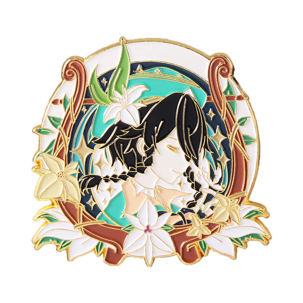 Genshin Impact Hu Tao Enamel Brooch Pin - Anime Cosplay Lapel Pin for Fans - Perfect Gift for Women & Girls - Great for Conventions, Cosplay & Collectors