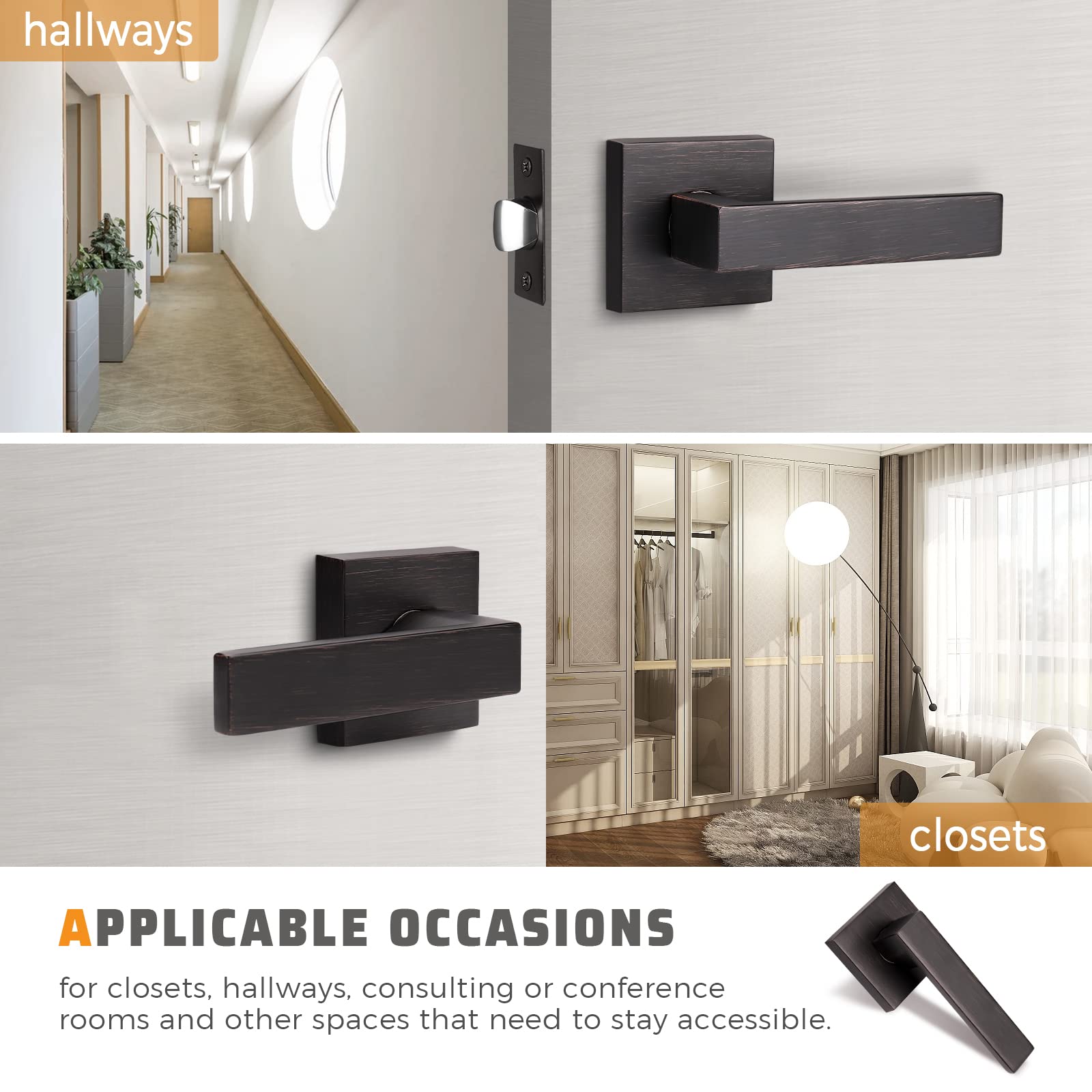 Premium Oil Rubbed Bronze Door Handle Set - Heavy Duty Passage & Closet Door Levers (10 Pack) - Left/Right Handed - Easy Installation - 2.07 lb per Lever - Perfect for Bedrooms, Bathrooms & Interior Doors