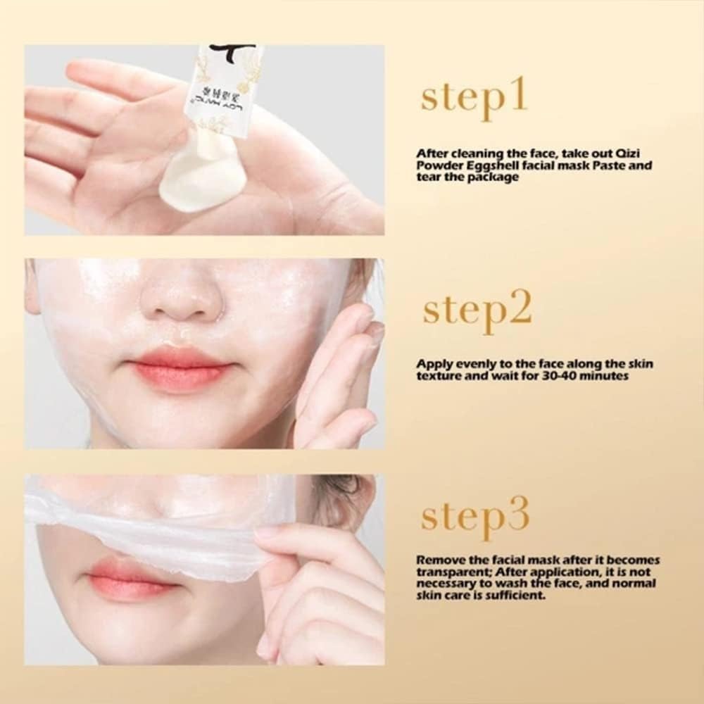 Seven Seeds Powder Eggshell Mask Cream - Qizi Eggshell Facial Mask with Egg Essence, 7 Kinds of White Herbs for Brightening (Pack of 4, 16 Masks Total) | Hydrating & Whitening Face Treatment for Dry Skin, Perfect for Night Routine & Spa Days