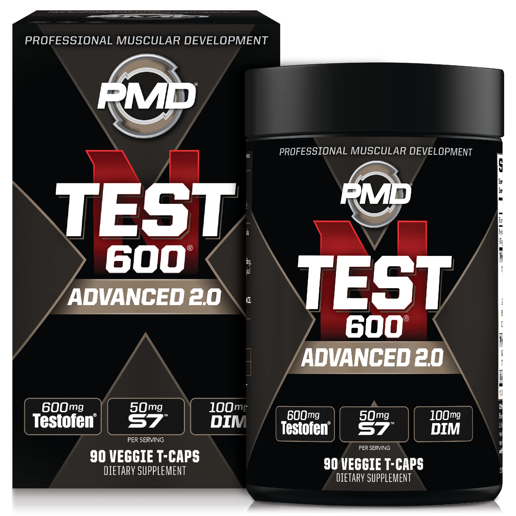 PMD Sports N-Test 600 Advanced Nitric Oxide Booster for Men - Clinically Proven Testofen Formula for Lean Muscle Growth, Strength & Estrogen Control - 90 Vegan Capsules - Pre-Workout Supplement for Gym & Fitness Enthusiasts