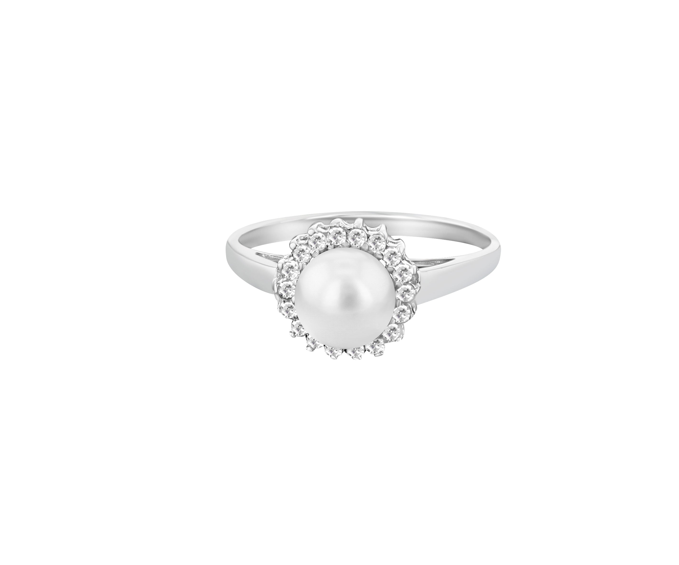 Exquisite Freshwater Pearl & Diamond Halo Ring for Women - Elegant Wedding, Engagement & Anniversary Jewelry Gift - Perfect for Bridal, Party & Special Occasions