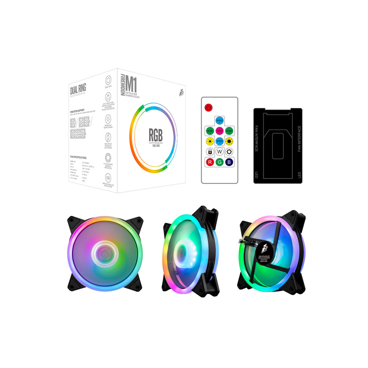 1st Player FireMoon M1 - 3 Pack 120mm RGB PC Case Fans with Remote Control | High Airflow LED Cooling Fans for Gaming PC, Desktop Computer & Workstation Builds