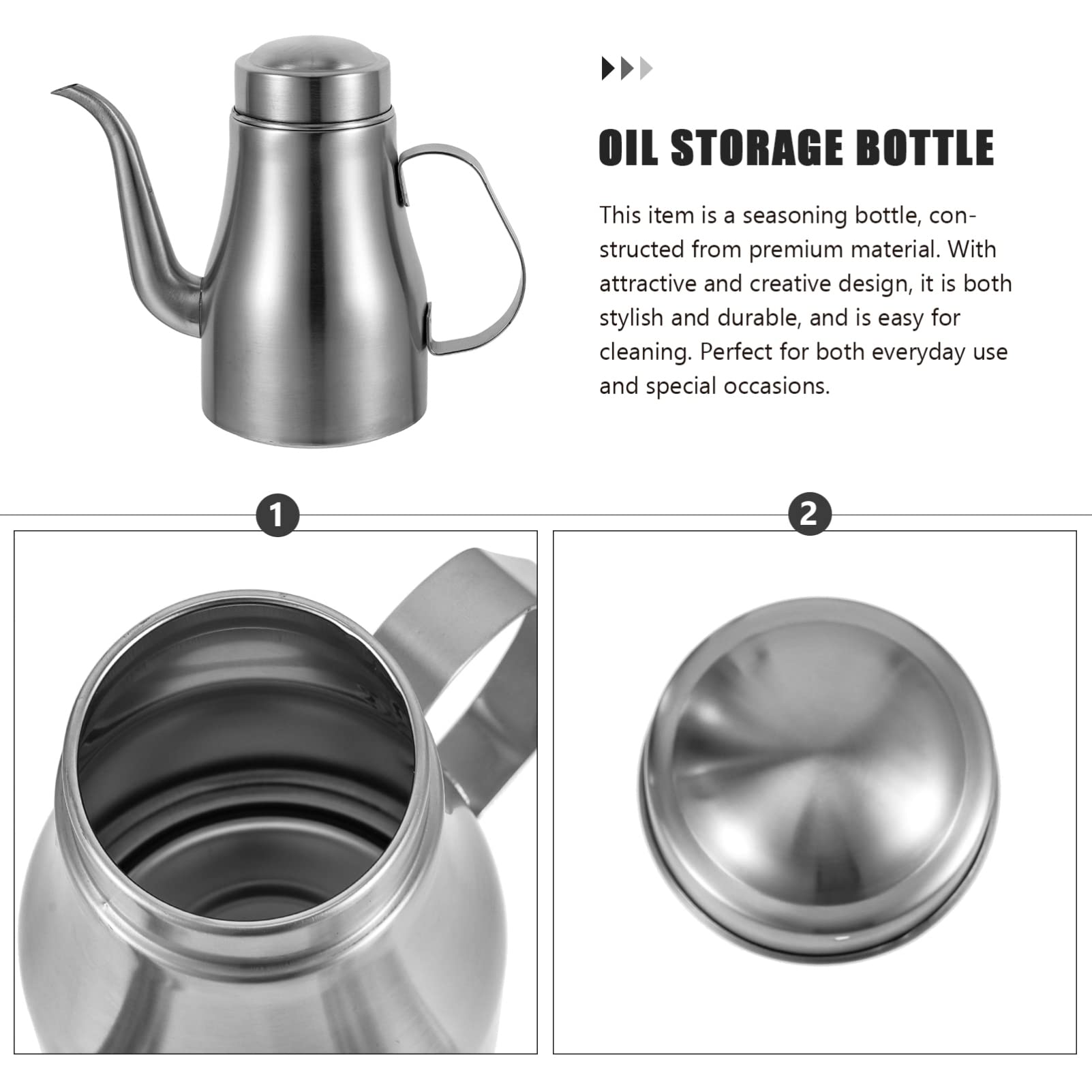 CALLARON Stainless Steel Oil Dispenser Bottle - Kitchen Seasoning Container for Olive, Vegetable & Cooking Oil - Durable & Portable Metal Oil Bottle for Home, Restaurant & Outdoor Cooking