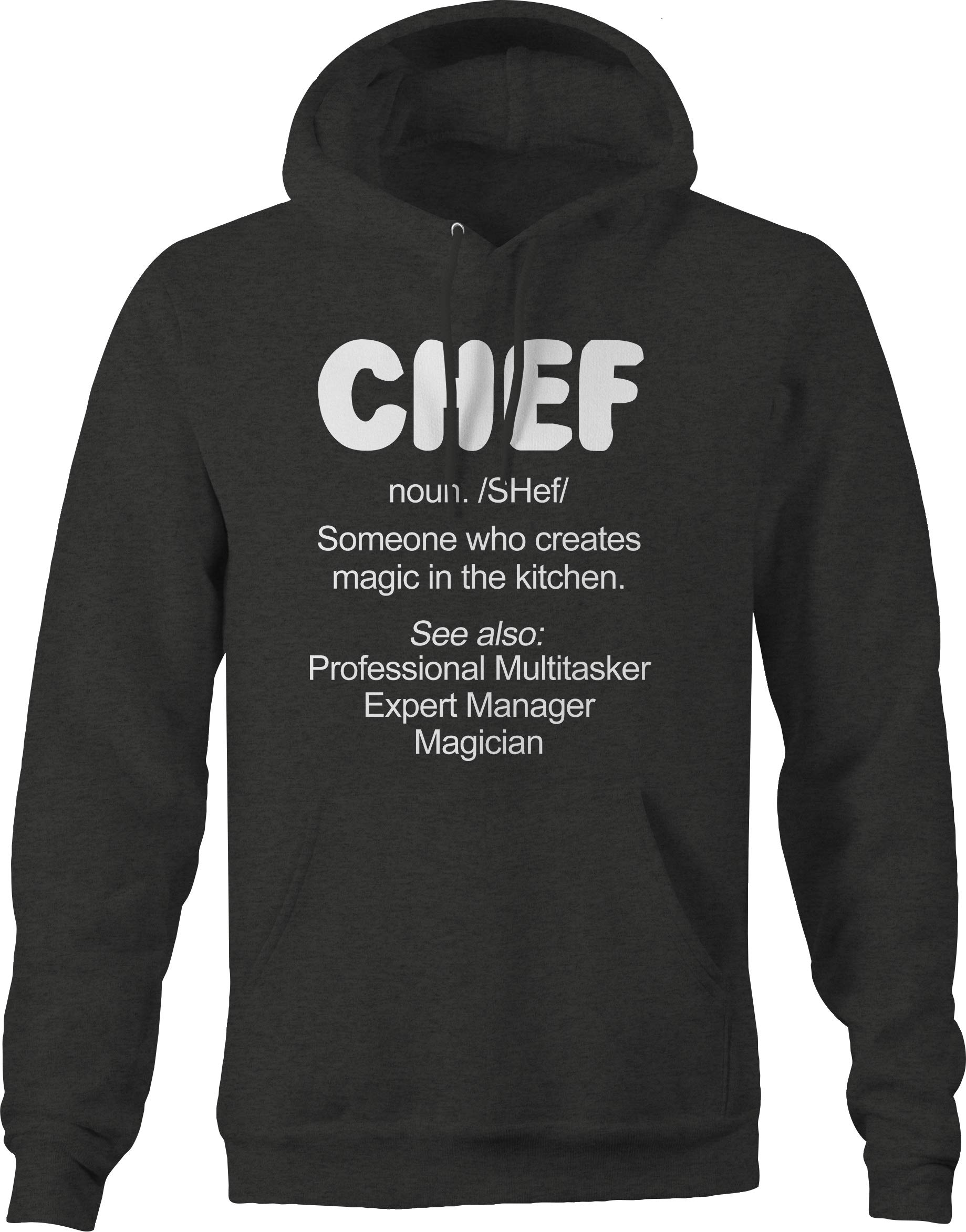 Chef Definition Creates Magic in The Kitchen - Premium Men's Gray Hoodies for Cooking Enthusiasts | Perfect for Home Chefs, BBQ Parties & Culinary Gifts