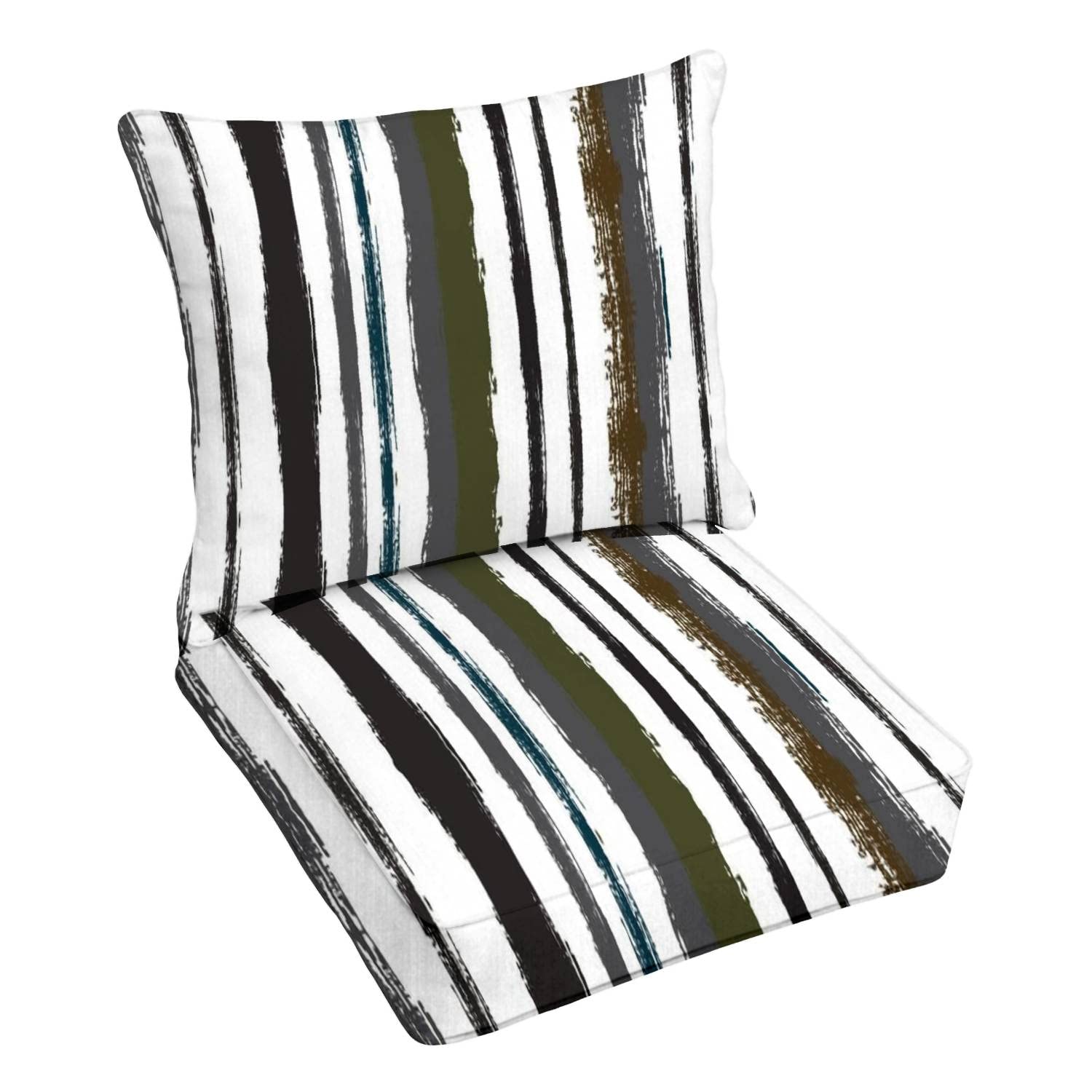 Premium Outdoor Deep Seating Cushion Set - Funky Vertical Stripes Design, Seamless Summer/Spring Graffiti Pattern - Replacement Cushions for Patio Lounge Chairs & Conversation Sets - Perfect for Backyard, Poolside, and Deck Relaxation