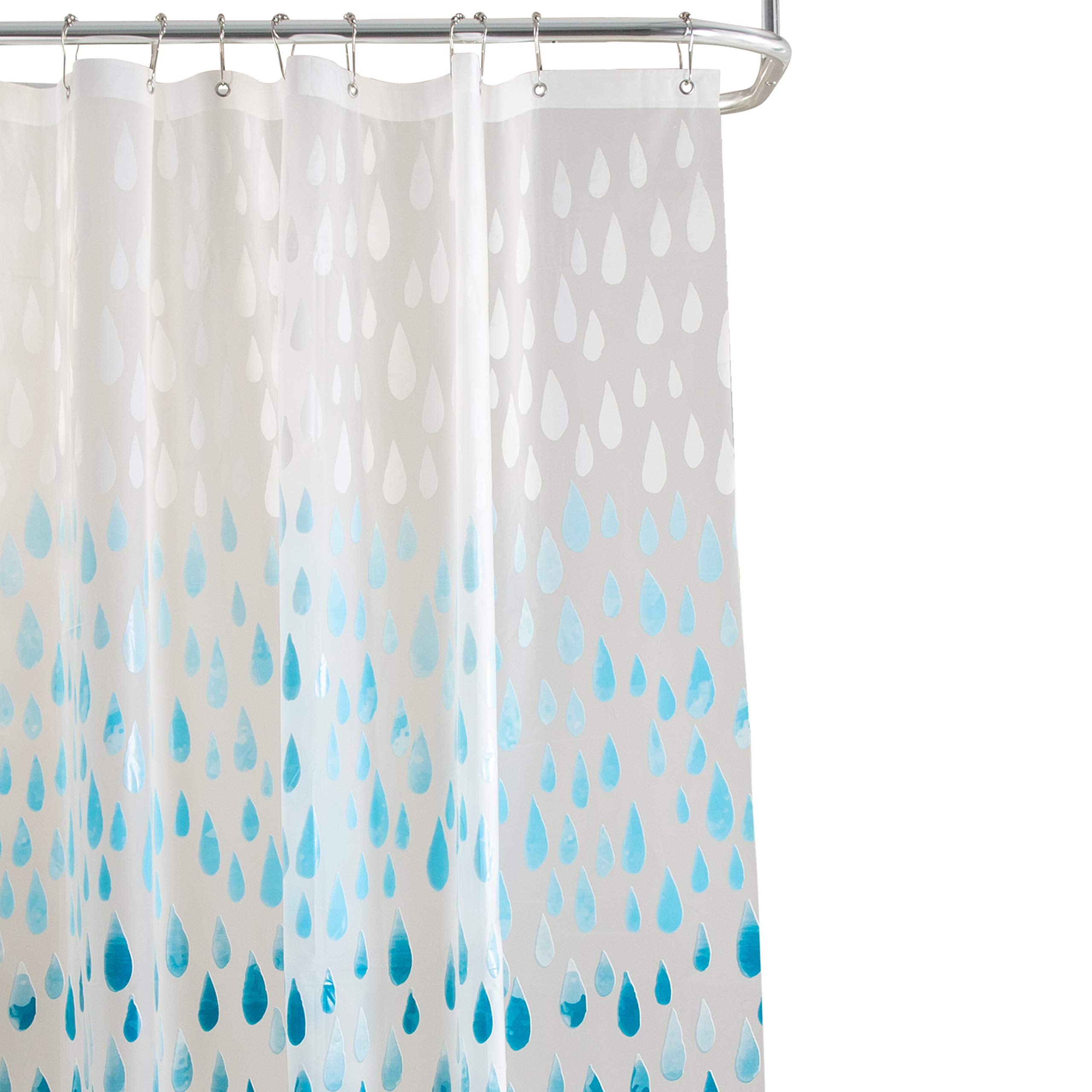 PEVA Shower Curtain 70x72 Inches with 12 Metal Grommets - Waterproof Bathroom Decor in Ombre Raindrop Blue - Perfect for Modern Bathrooms & Spa-Like Showers