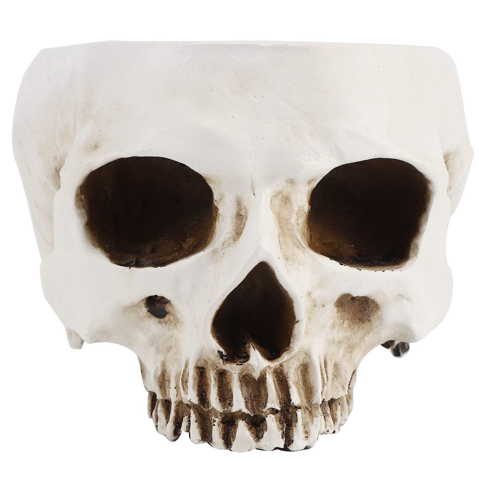 JYKFJ Halloween Skull Head Candy Bowl - Resin Skull-Shaped Flower Pot & Succulent Planter - Spooky Home Decor for Halloween Party, Table Centerpiece & Garden Display