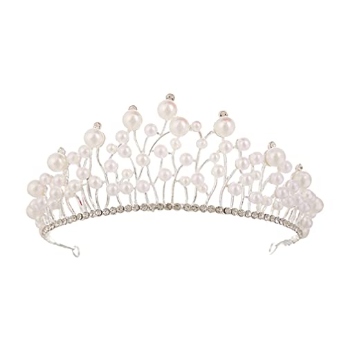 Beaupretty Silver Rhinestone Pearl Tiara Crown for Women - Elegant Wedding Bridal Headpiece, Birthday Party Cake Topper, Prom Queen Accessories | Perfect for Weddings, Pageants, Cosplay & Special Events
