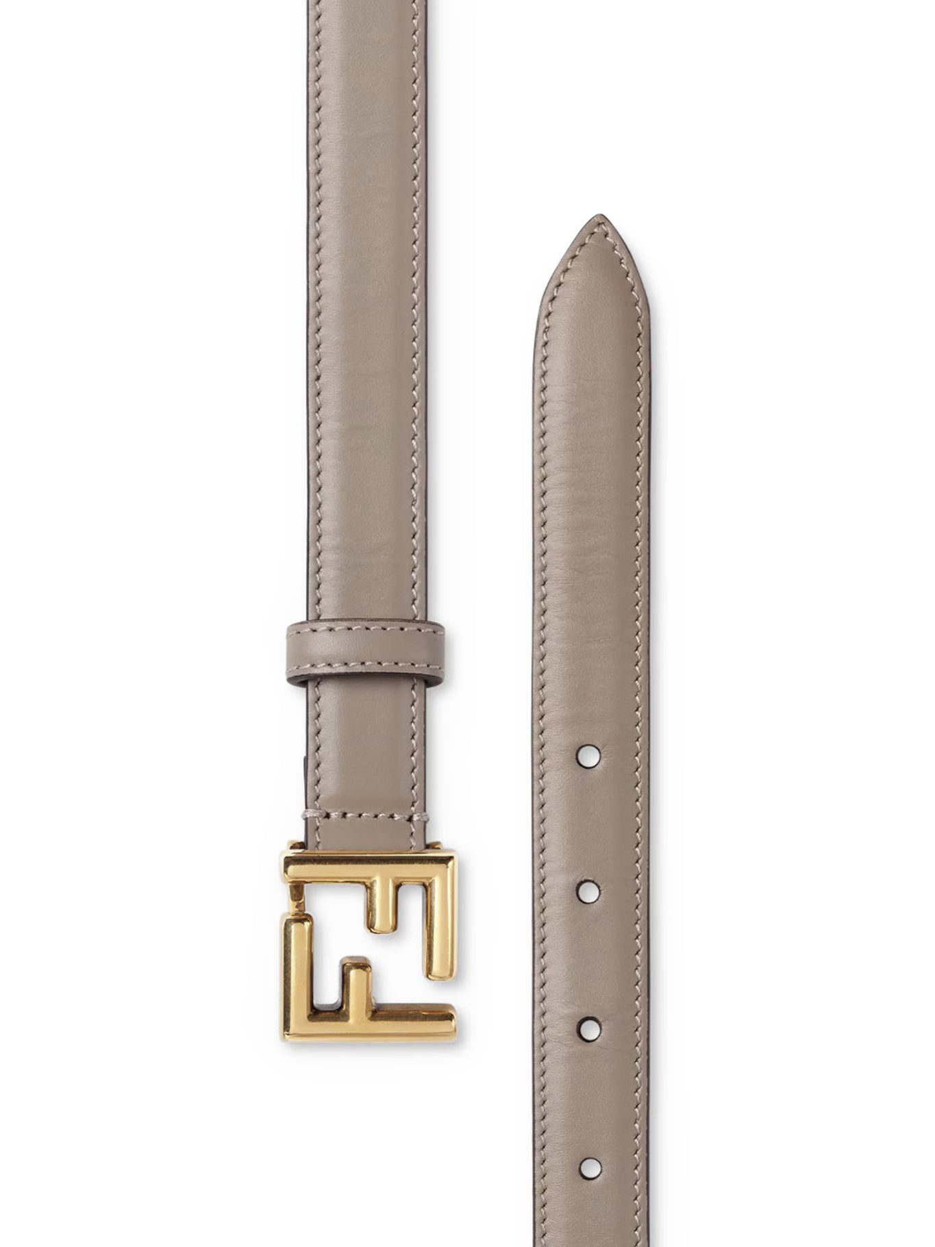 Fendi FF Leather Belt for Men & Women - Grey Tortora/Obur - Luxury Designer Fashion Accessory for Casual & Formal Outfits