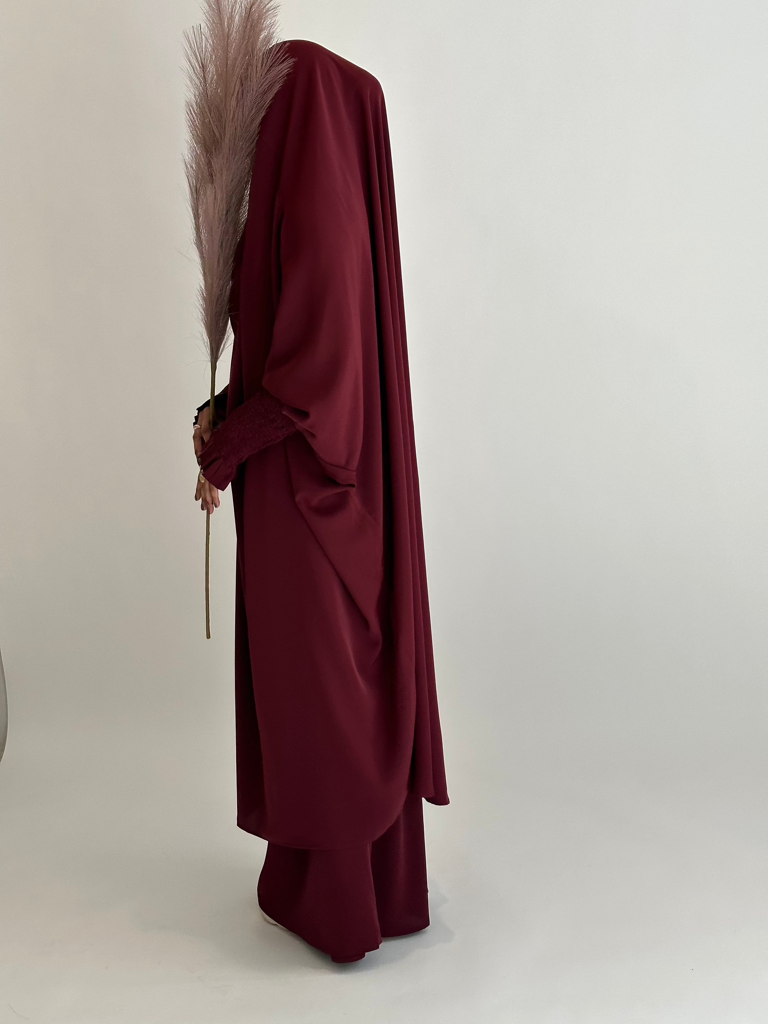 Medina 2-Piece Jilbab Set - Wine Red Color | Modest Islamic Prayer Dress for Women | Perfect for Daily Wear, Mosque Visits & Special Occasions
