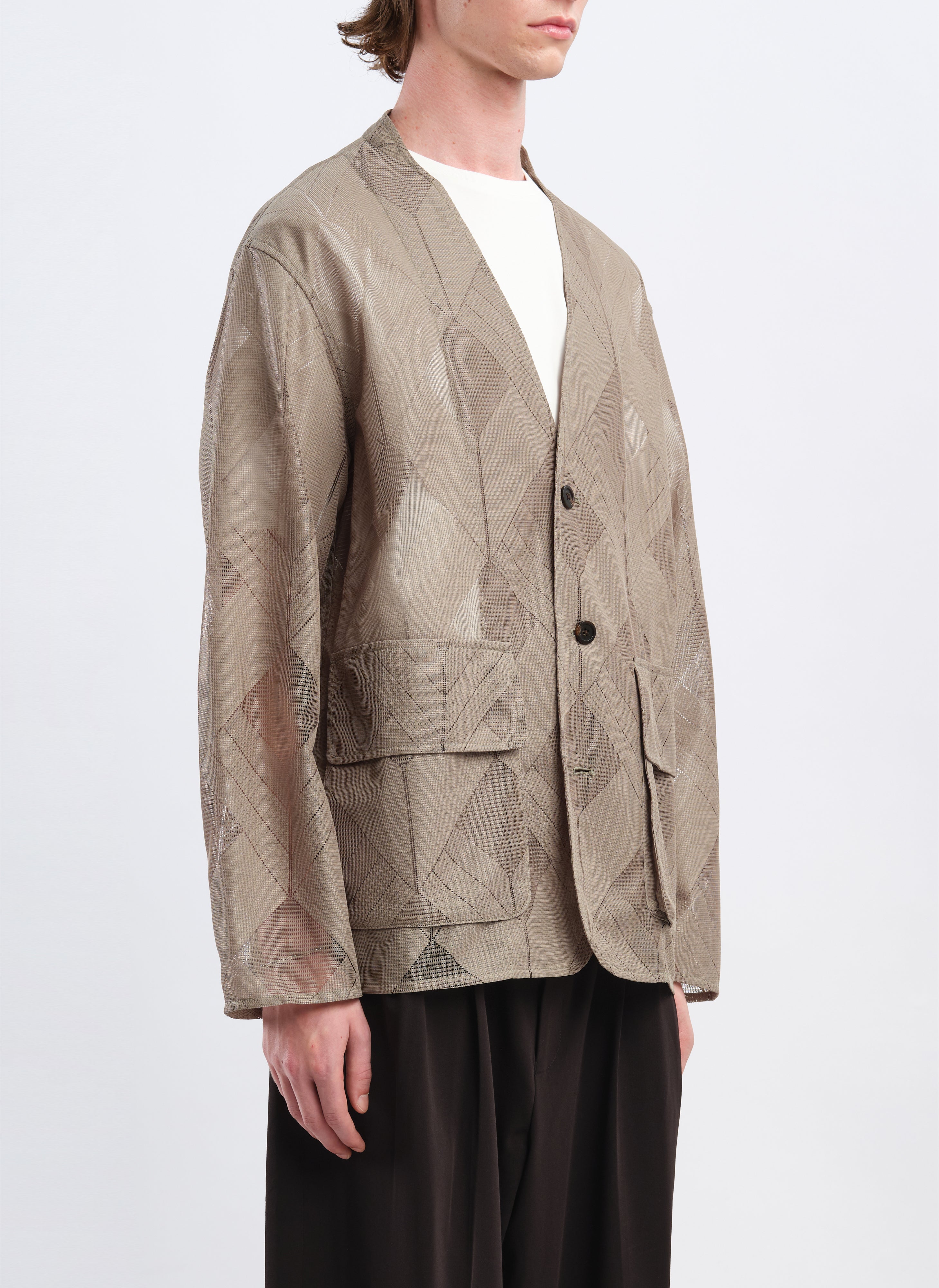 Stylish Polyester Geometric Jacquard Soft Blazer for Women - Trendy Office & Evening Wear - Perfect for Business Meetings, Cocktail Parties & Special Occasions