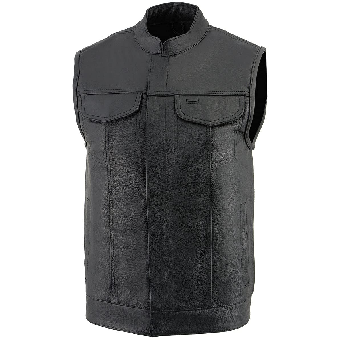 Premium Milwaukee Leather Men's Club Style Motorcycle Vest for Bikers - Genuine Leather Rider Jacket for Harley Davidson & Cruisers (Size 5XL) - Ideal for Motorcycle Rallies, Road Trips & Casual Riding