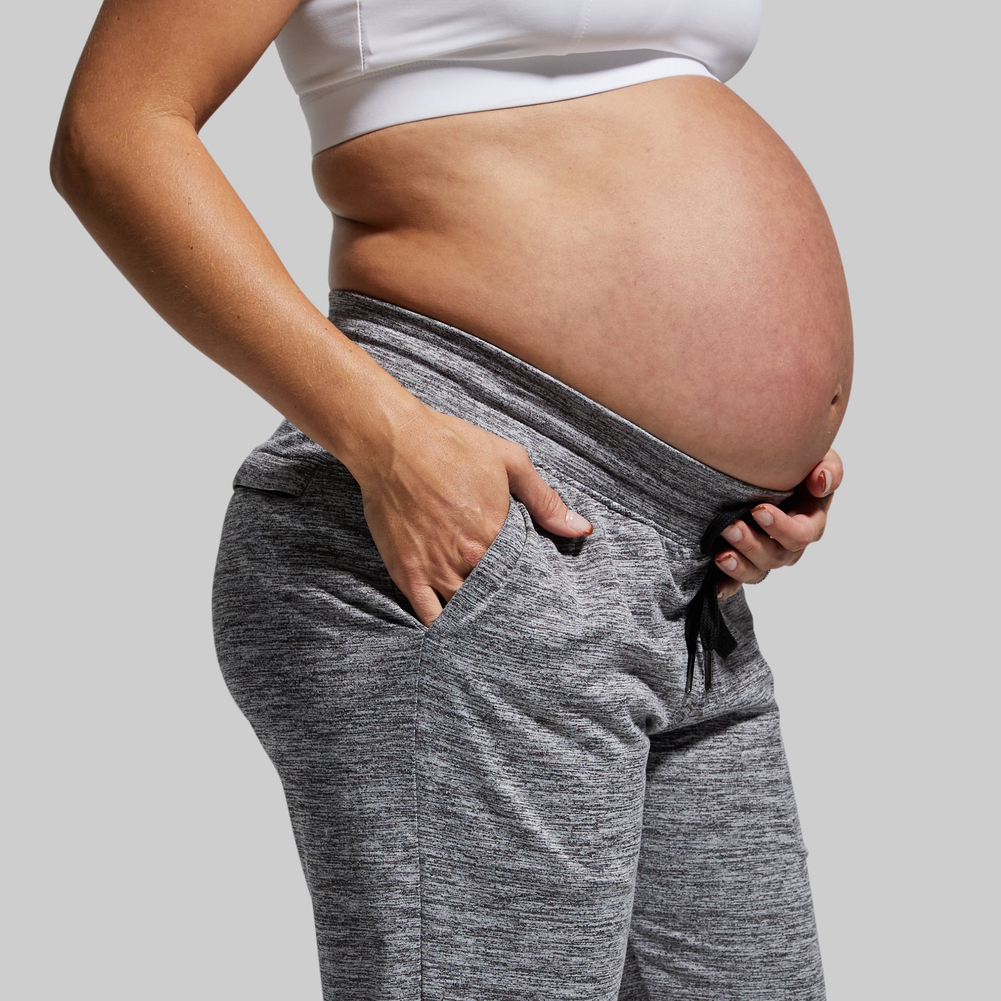 Comfortable Maternity Joggers for Women - Soft Athleisure Lounge Pants (Heather Grey) - Perfect for Pregnancy Yoga, Relaxing at Home & Running Errands