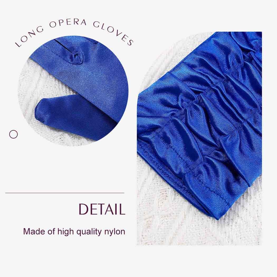 Long Elastic Stain Gloves - Fashionable Colored Arm Sleeves for Women & Girls | Costume Accessories for Parties, Cosplay & Evening Events (Blue)
