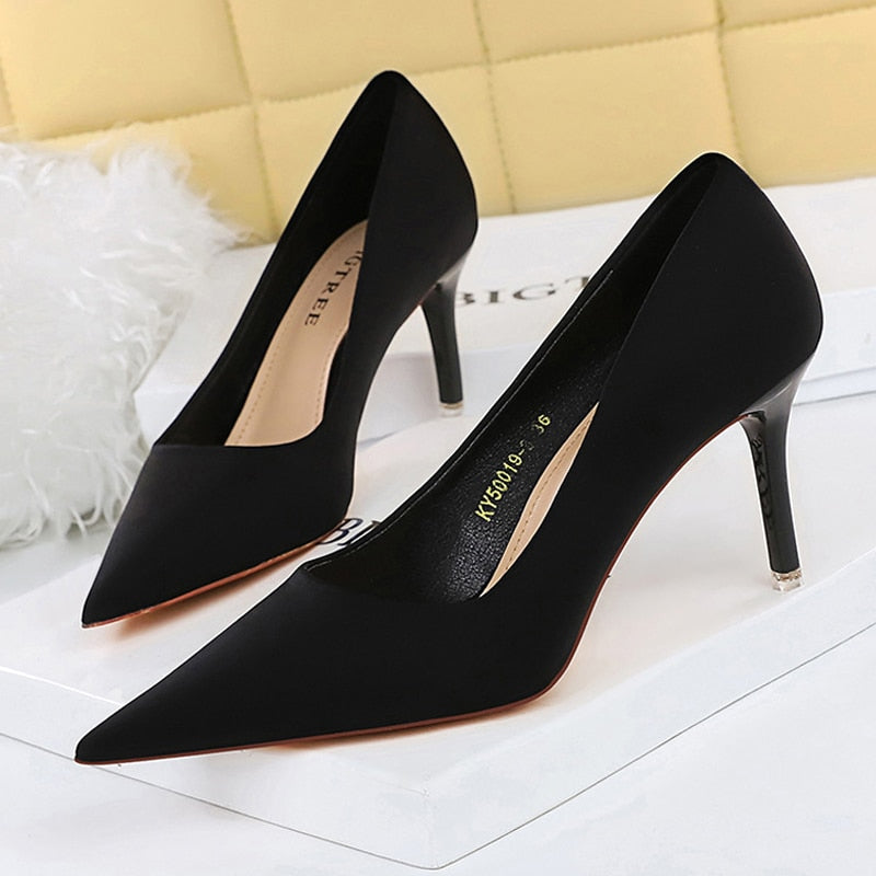BIGTREE Women's Satin High Heel Pumps - 2024 New Purple Stiletto Heels for Party & Evening Wear - Luxury Fashion Shoes for Women - Perfect for Weddings, Prom & Special Occasions
