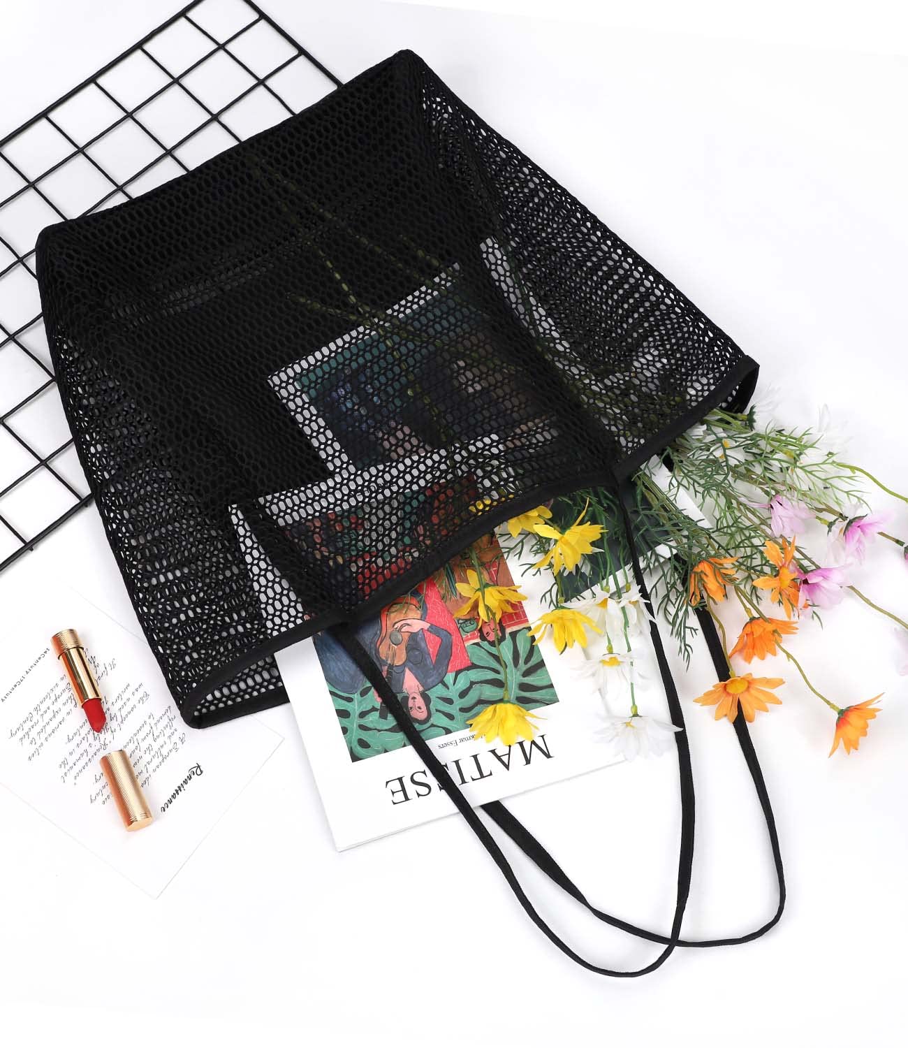 Upgraded Mesh Beach Tote Bag for Women - Large Waterproof Hobo Style Beach Bag with Drawstring - Perfect for Pool, Vacation, Travel & Summer Accessories
