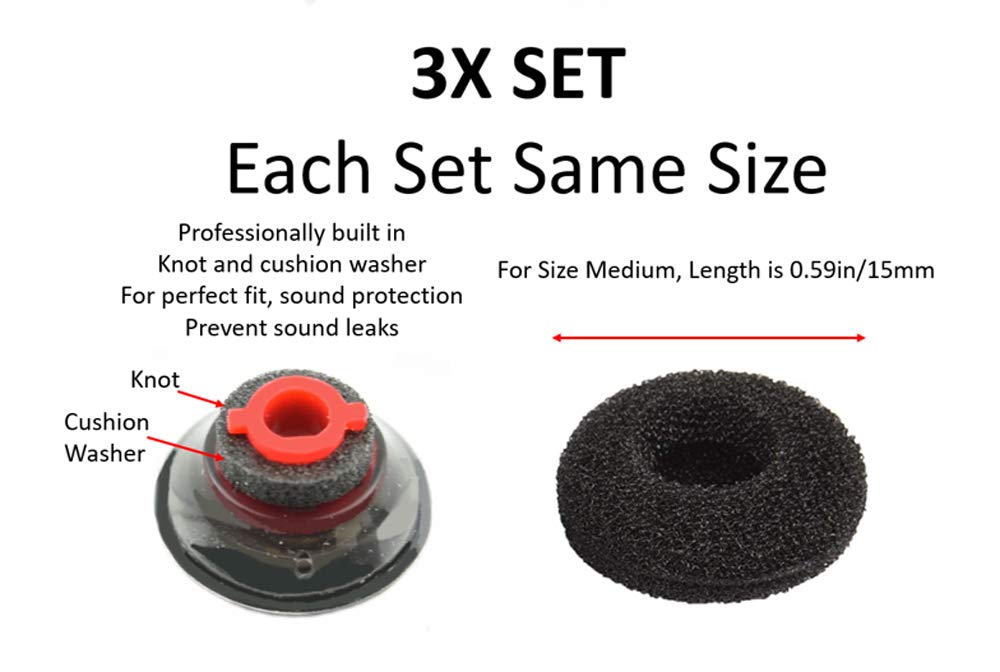 3X Ultra Comfort Memory Foam Ear Tips Replacement for Plantronics Voyager 5200 5220 5210 Series - Noise Isolating Earbud Cushions (Medium Size) - Perfect for Office Calls, Gym Workouts & Travel Comfort