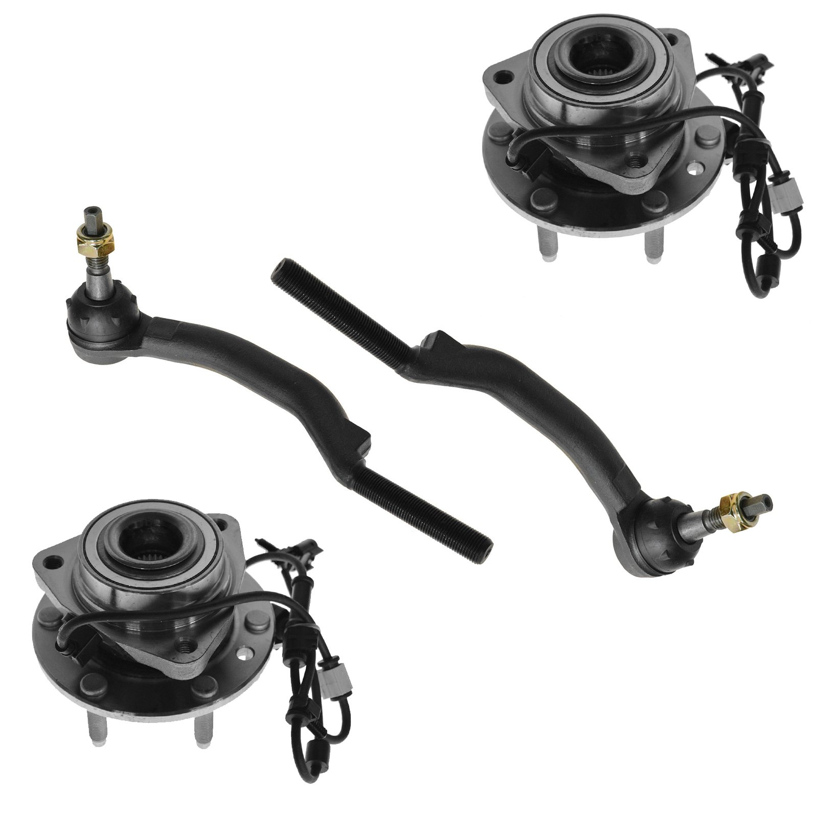 TRQ Wheel Hub & Bearings with Outer Tie Rods - Front Replacement for Chevy Trailblazer & GMC Envoy - Durable Auto Parts for Smooth Driving & Off-Road Adventures