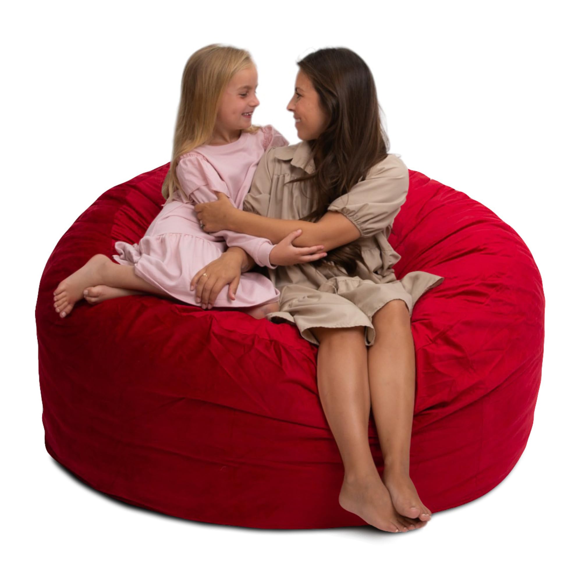 ULTIMATE SACK 5ft Oversized Bean Bag Chair for Adults - Red Suede Comfortable Lounge Sofa Loveseat | Perfect for Living Room, Game Room & Dorm Relaxation