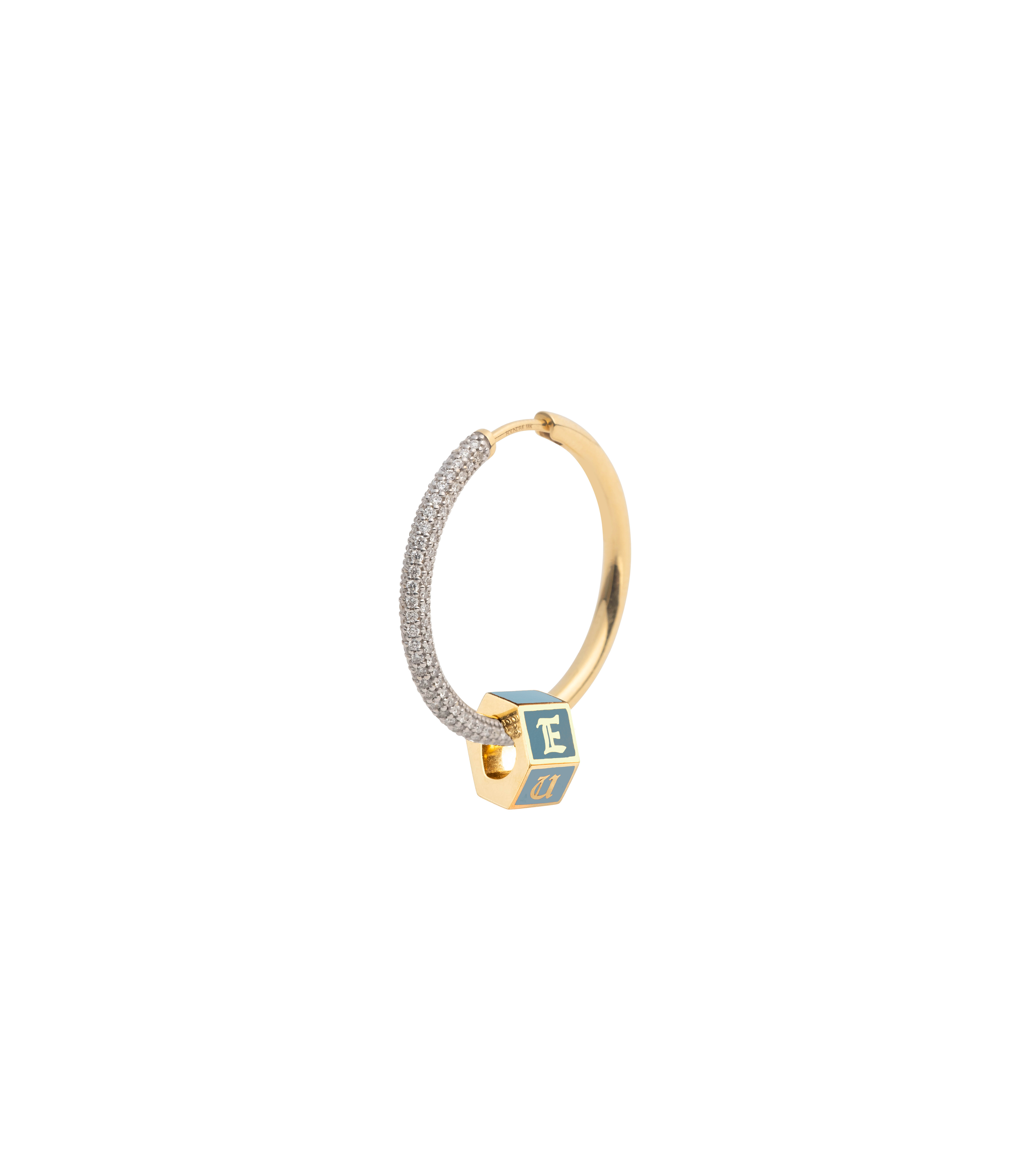 I Love You Aqua Small Faceted Heart Pave Diamond Medium Hoop Earrings - Perfect for Valentine's Day Gifts, Anniversary Presents & Romantic Occasions