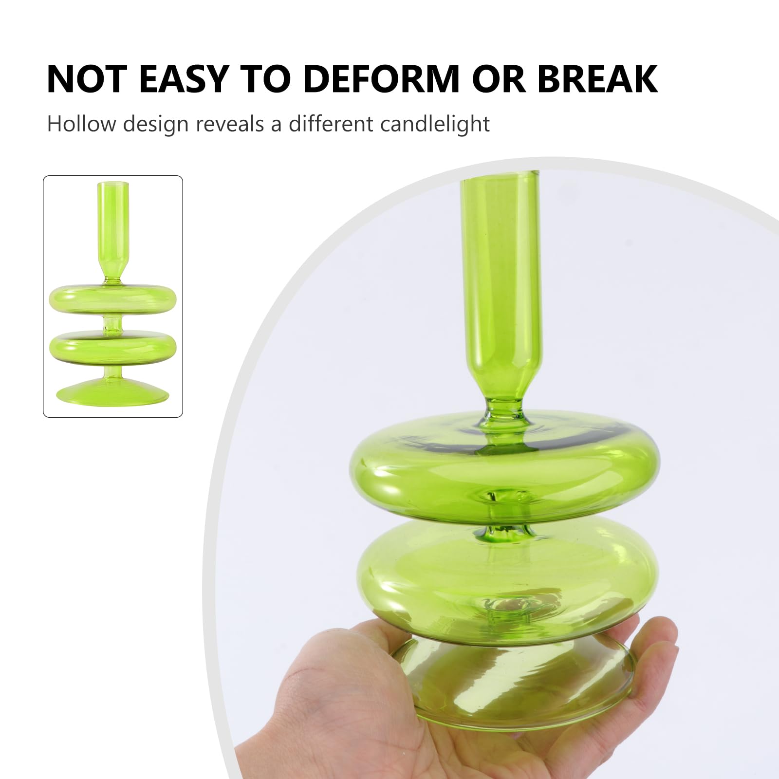 KESYOO Glass Taper Candle Holders - Elegant Candlestick Stand for Pillar Candles, Wedding Centerpiece, Valentine's Day & Birthday Party Decor - Perfect for Romantic Dinners, Home Decor & Special Occasions (Green)