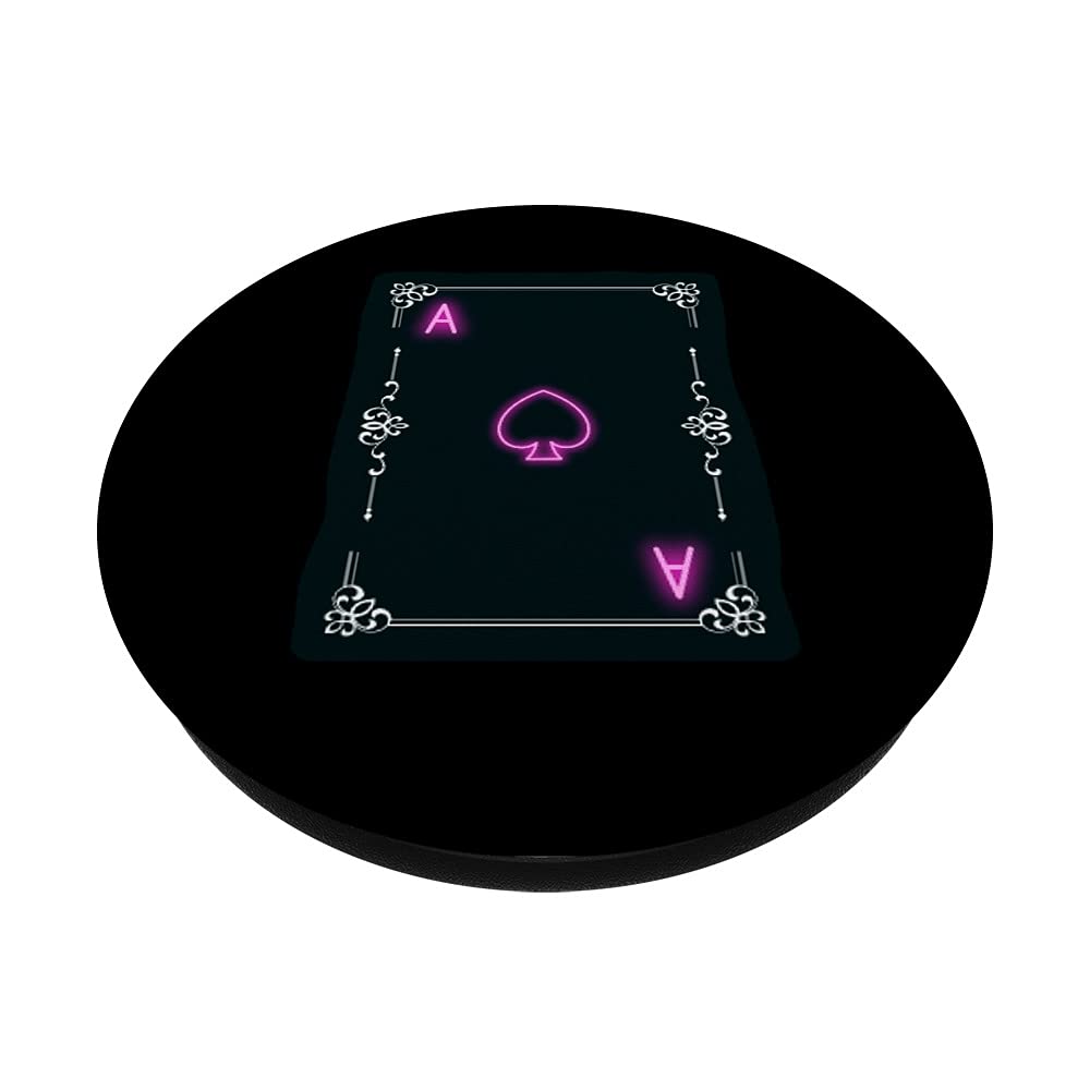 Funny Cool Design Halloween Shirt with Ace of Spades Cards Deck Print - Swappable PopGrip for PopSockets | Perfect for Costume Parties & Spooky Season Outfits