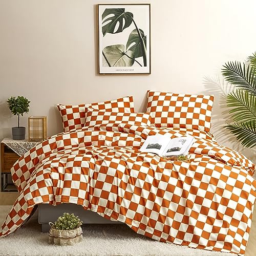 1-white Burnt Orange Plaid