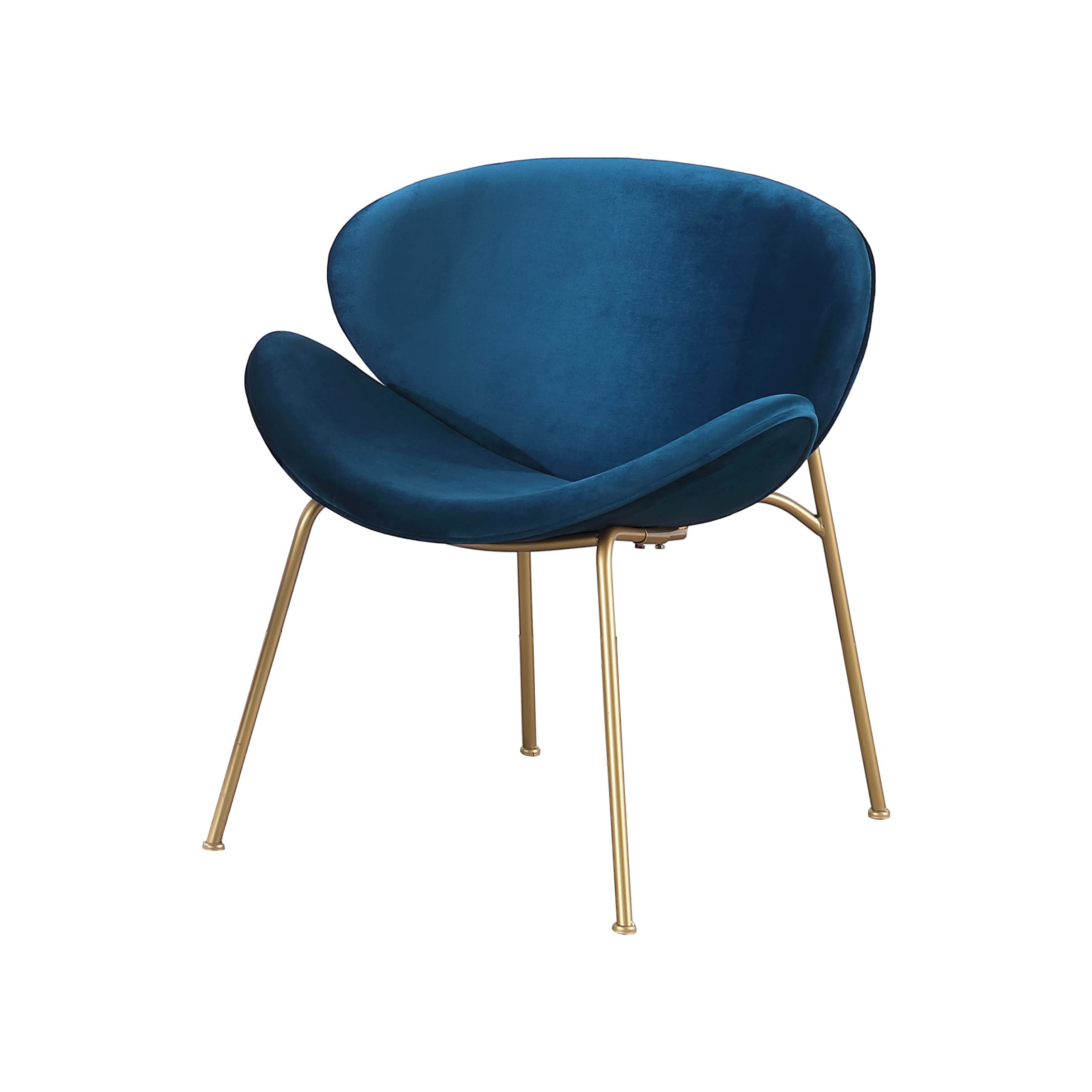 Yoluckea Velvet Vanity Chair Set of 2 - Modern Upholstered Accent Chairs with Gold Metal Legs for Living Room, Bedroom & Makeup Desk | Elegant Arced Seat & Back Design | Perfect for Dining Room, Kitchen & Home Decor (Blue)