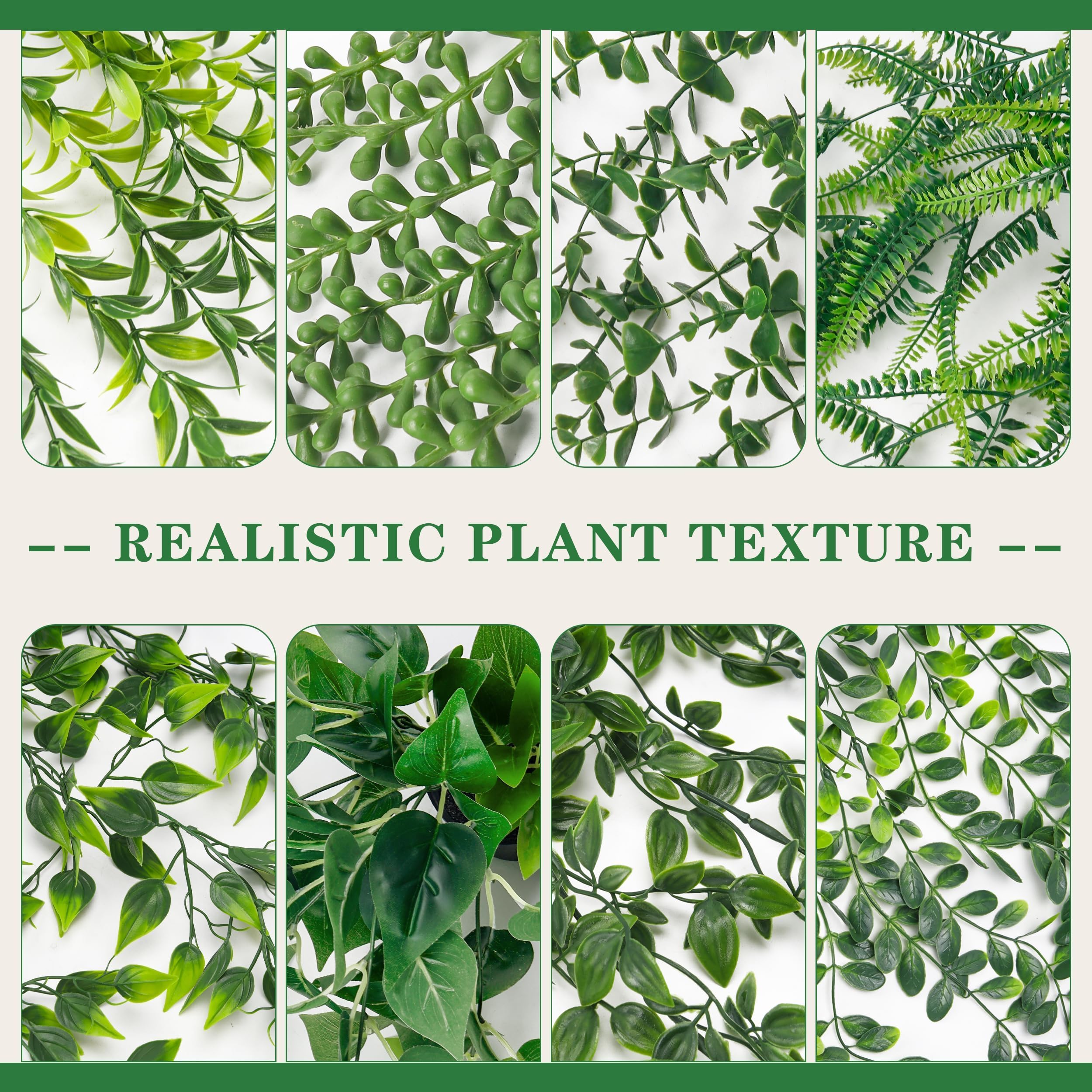 8Pcs Artificial Hanging Eucalyptus Vine - Fake Plants for Indoor Wall Decor, Shelf & Outdoor Hanging Greenery - Perfect for Home, Office, Wedding & Garden Decor