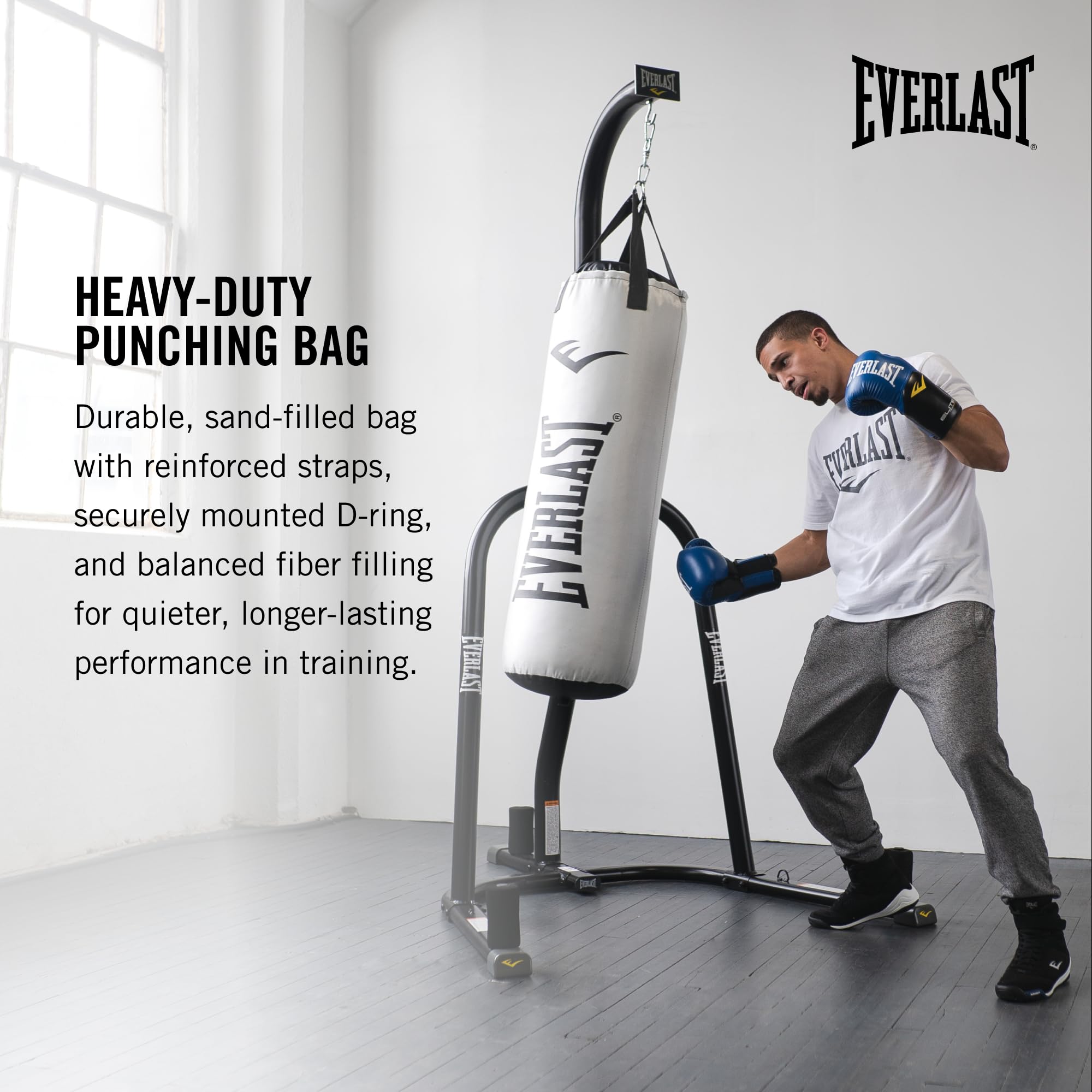 Everlast Elite 2 & Prime Punching Bag - Heavy Duty PVC Boxing Bag for MMA, Kickboxing, Muay Thai Training - Perfect for Home Gym, Boxing Workouts & Martial Arts Practice
