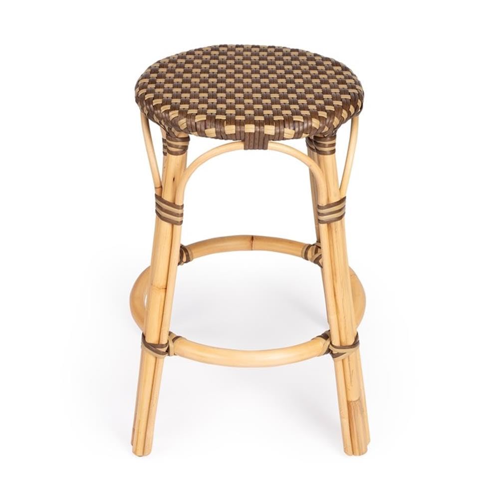Home Square 2-Piece Brown Rattan Counter Stool Set - Perfect for Kitchen Islands, Breakfast Bars & Home Decor
